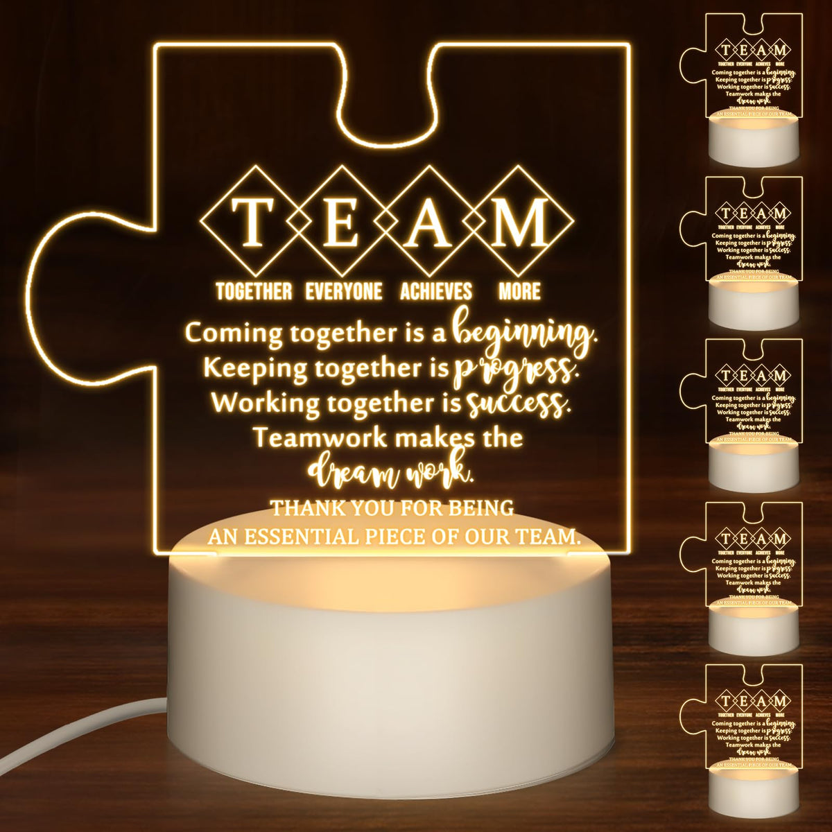 Sumind 6 Pcs CNA Week Gifts Bulk for Nurse Acrylic LED Night Light Lamp Team Appreciation Inspirational Thank You Gifts for Nurse Women Team Office Staff Employee Coworker