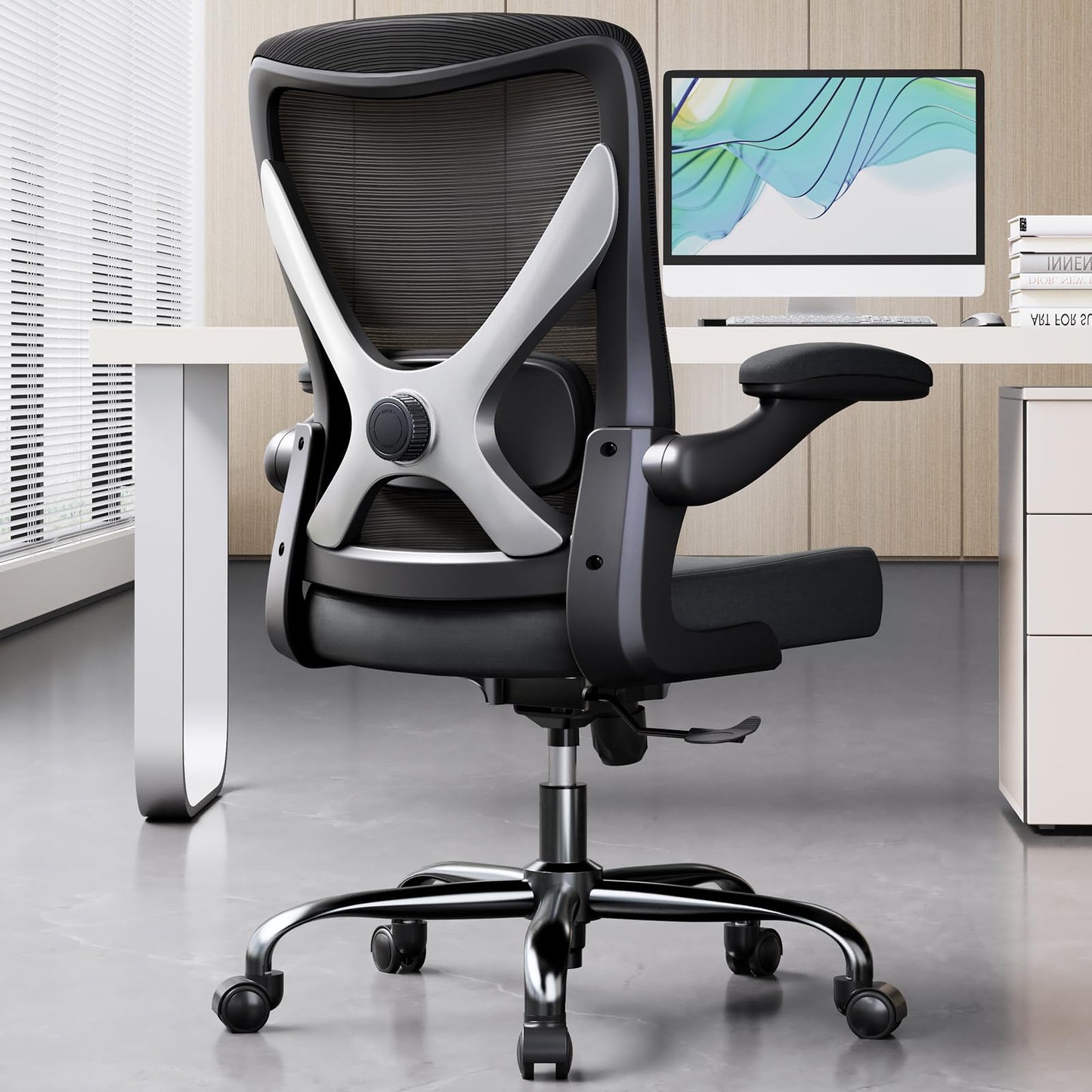 Ergalithic Ergonomic Office Chair - X-Shaped Computer Desk Chairs Comfy, Mesh High-Back Gaming Chair with Adjustable Lumbar Support, Executive Task Chair for Adults, Comfortable for Long Hours