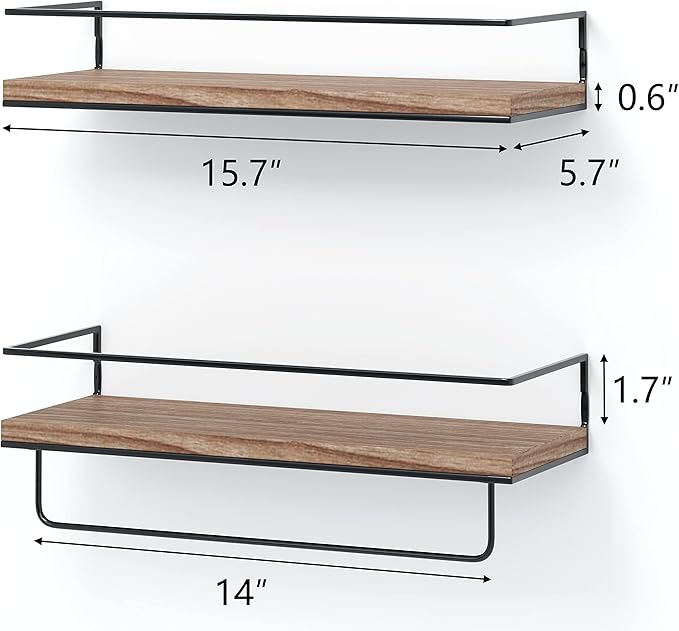 Shario Rustic Wood Floating Shelves