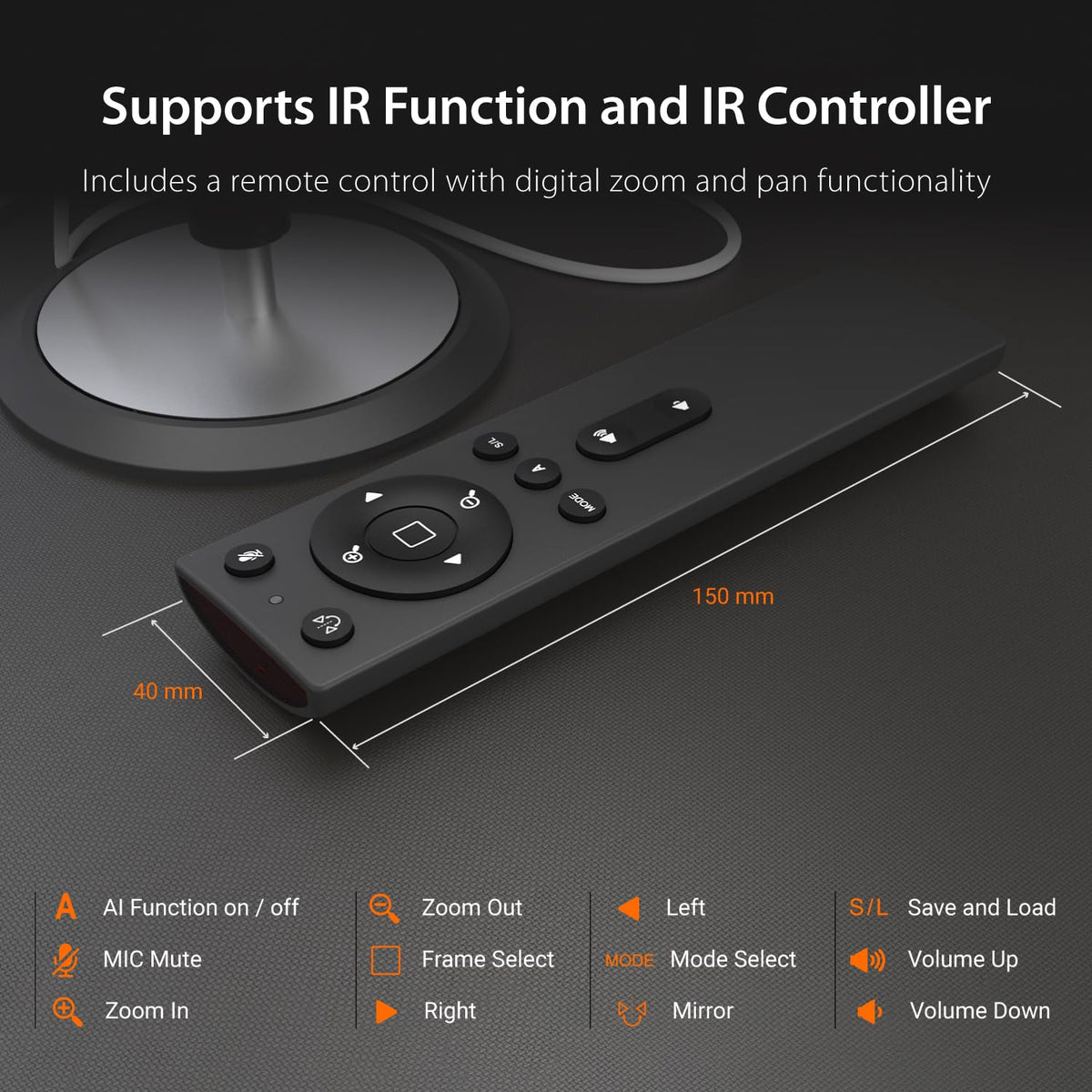 j5create 360 All Around AI-Powered Conference Room Camera with Speakerphone, Smart-Tracking, Auto-Framing, Include a Remote Control (JVU368)