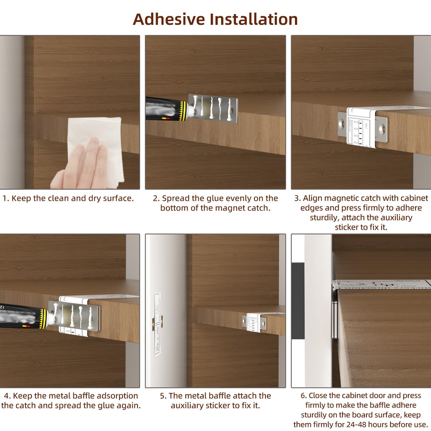 Jiayi Cabinet Door Magnets Stick On, 2 Pack 30 LB Heavy Duty Ultra Thin Invisible Cabinet Magnets, Door Magnetic Catch No Screw Drawer Magnet Inserts for Wardrobe Cupboard Sliding Doors Stay Closed