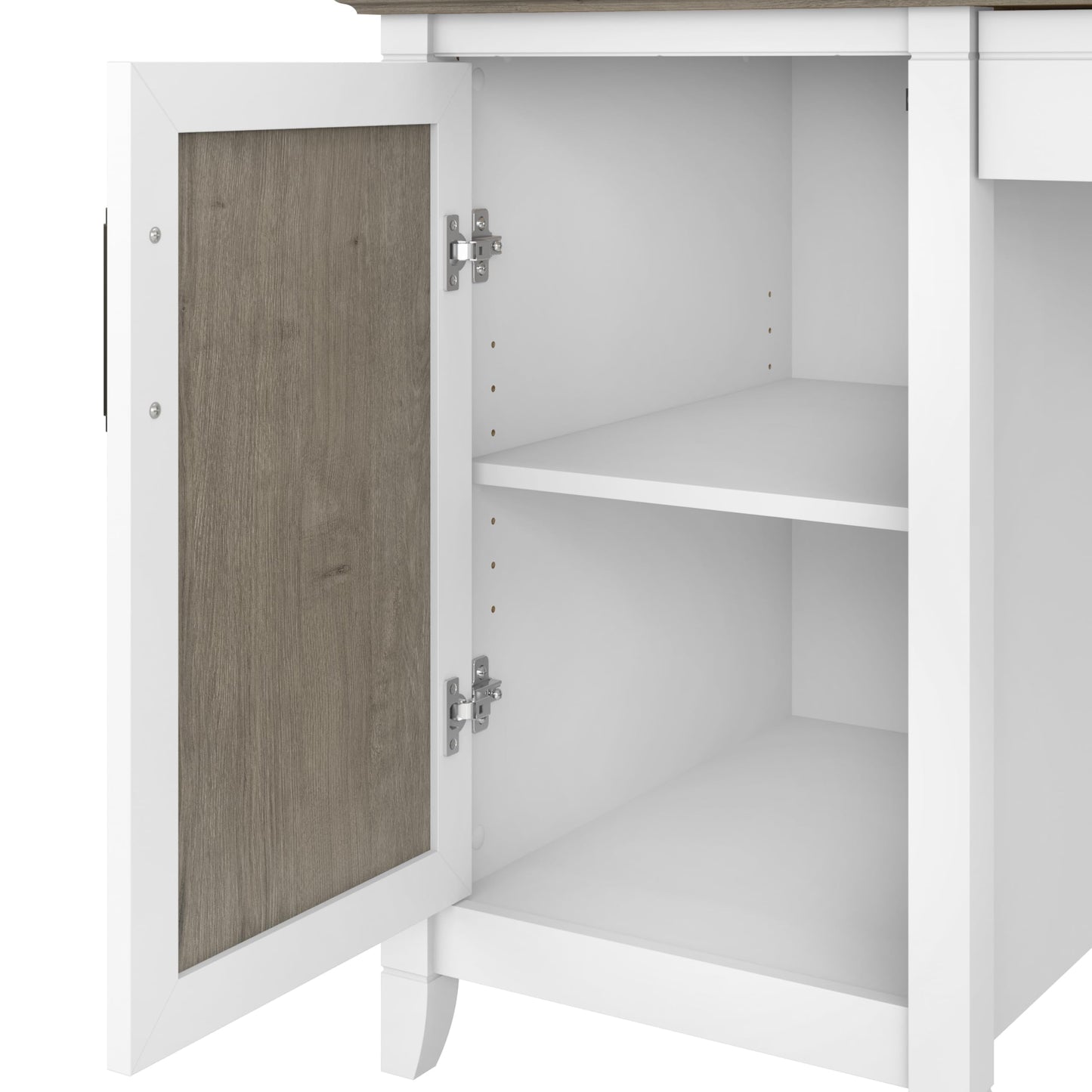 Bush Home Key West Computer Desk with Storage | Farmhouse PC Table for Home Office in Pure White and Shiplap Gray | 54W x 24D