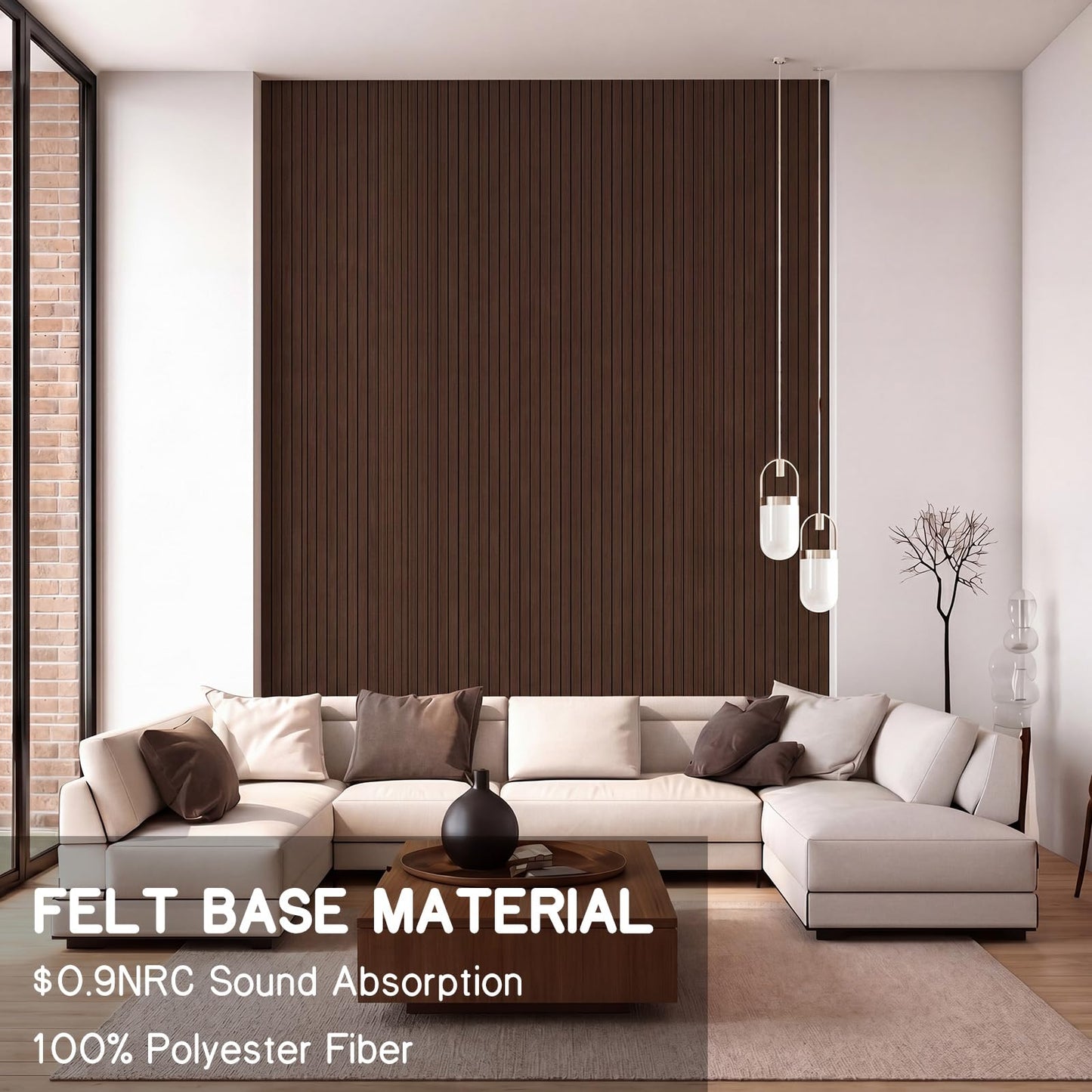 Geelin Peel and Stick PVC Wood Slat Wall Panel for Interior Decor 118" x 15.75" Self Adhesive Faux Wood Grain Wall Wallpaper 3D Soundproof Panels for Living Room Bedroom Office Ceiling(Walnut)