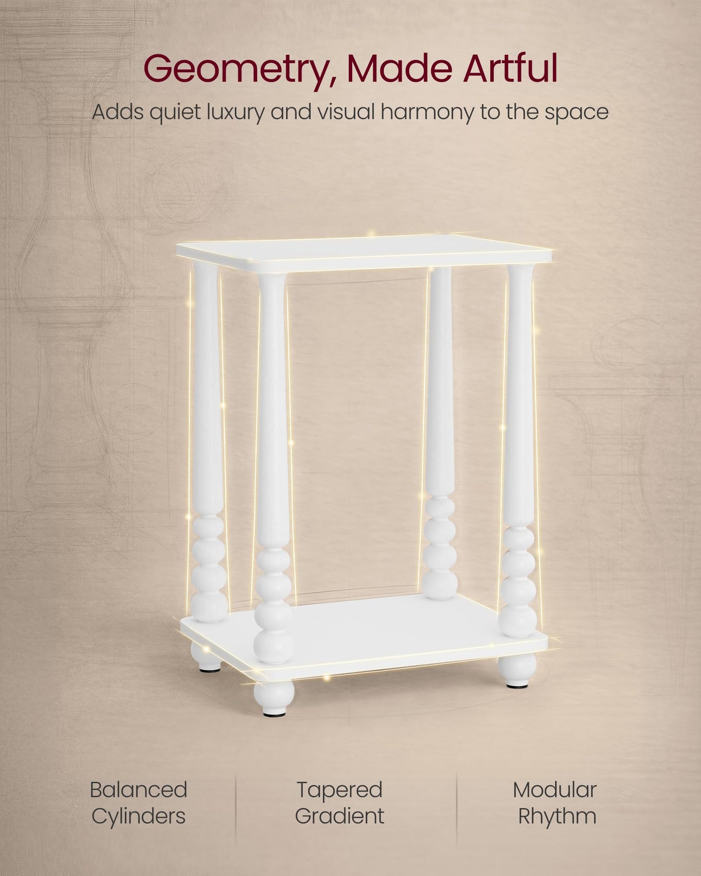 VASAGLE Mariel Collection - Side Table, Accent Nightstand for Small Spaces, Rectangular End Table with Shelf, Solid Wood Legs, Mid-Century Modern, Living Room Bedroom, Cloud White ULET294WB01S