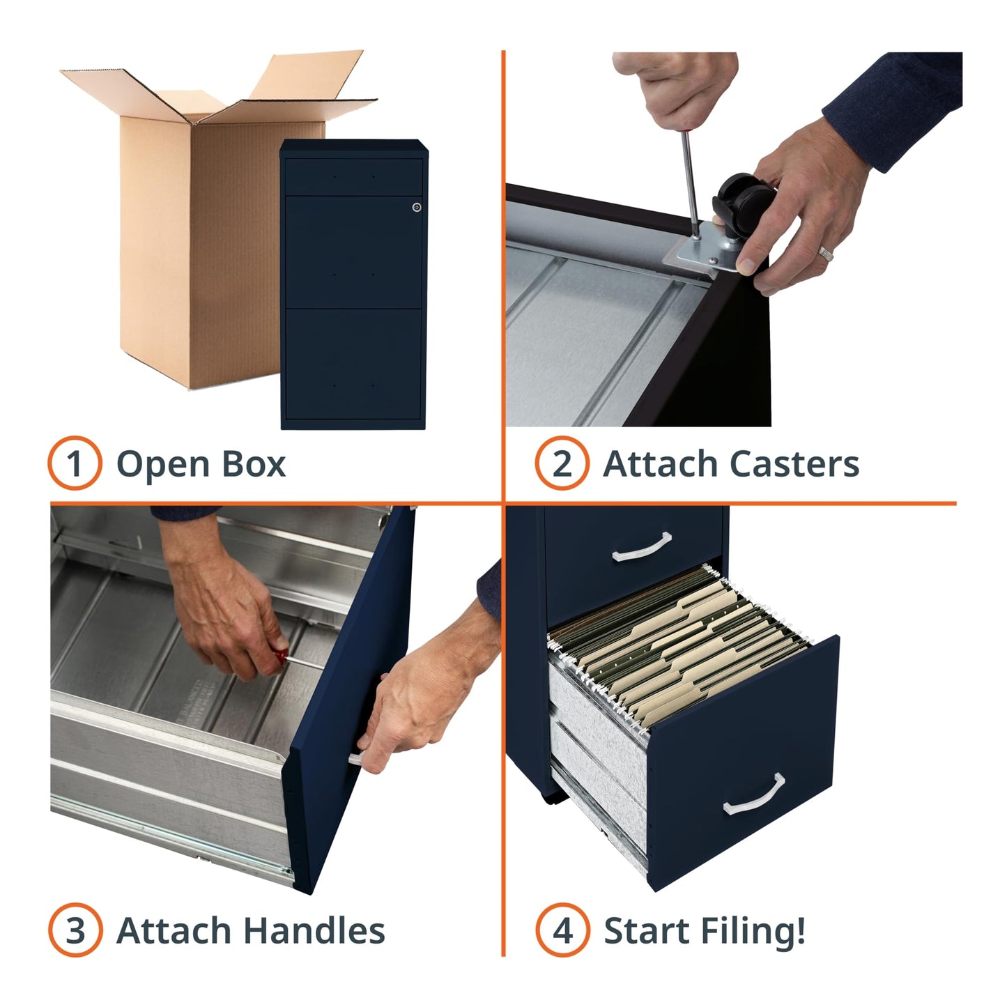 Lorell LYS SOHO Box/File/File Mobile Navy File Cabinet, 3 Drawer