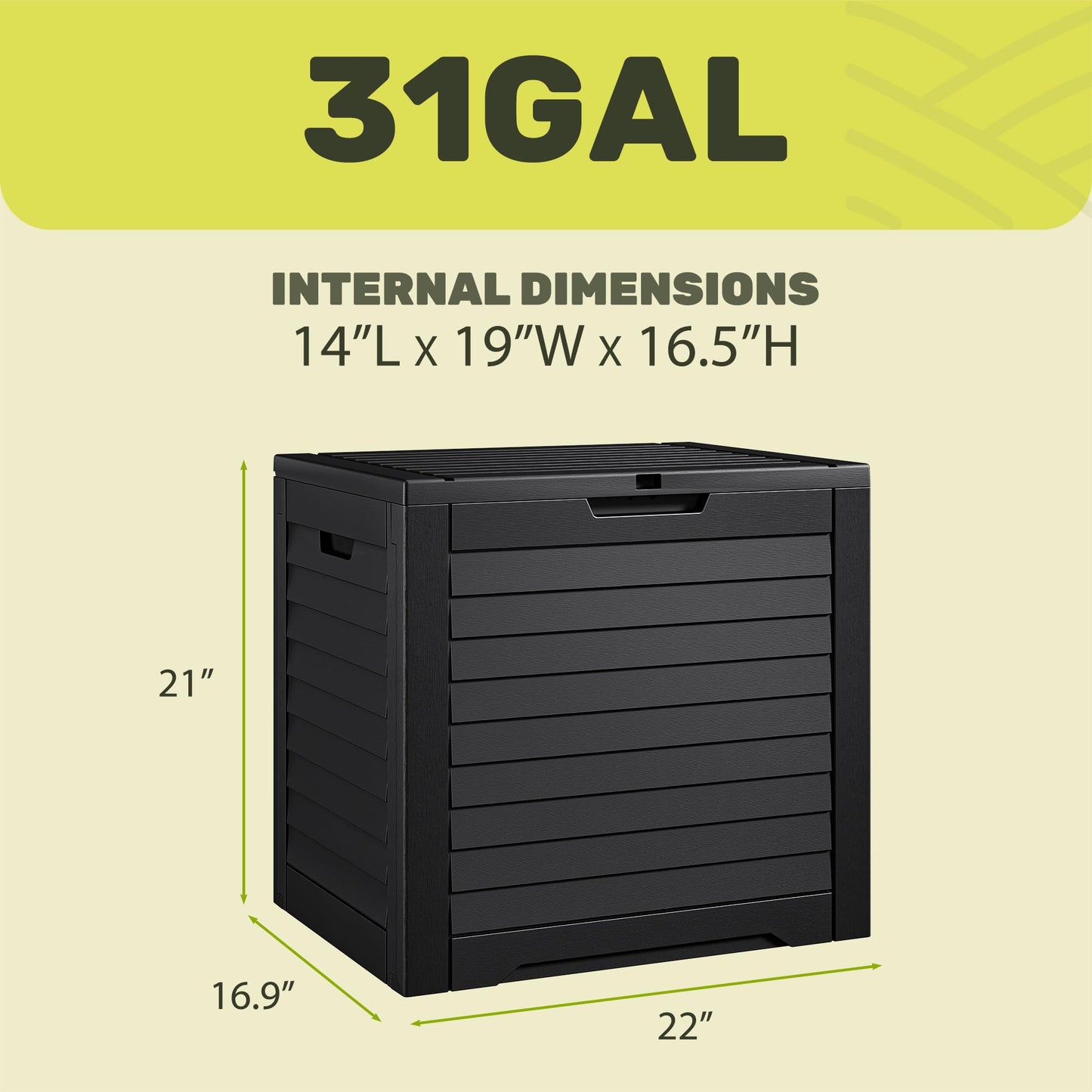 YITAHOME 35 Gallon Outdoor Storage Box, Waterproof Resin Deck Box and Package Delivery with Lockable Lid for Patio Furniture Cushions, Pool Accessories, Garden Tools, Black