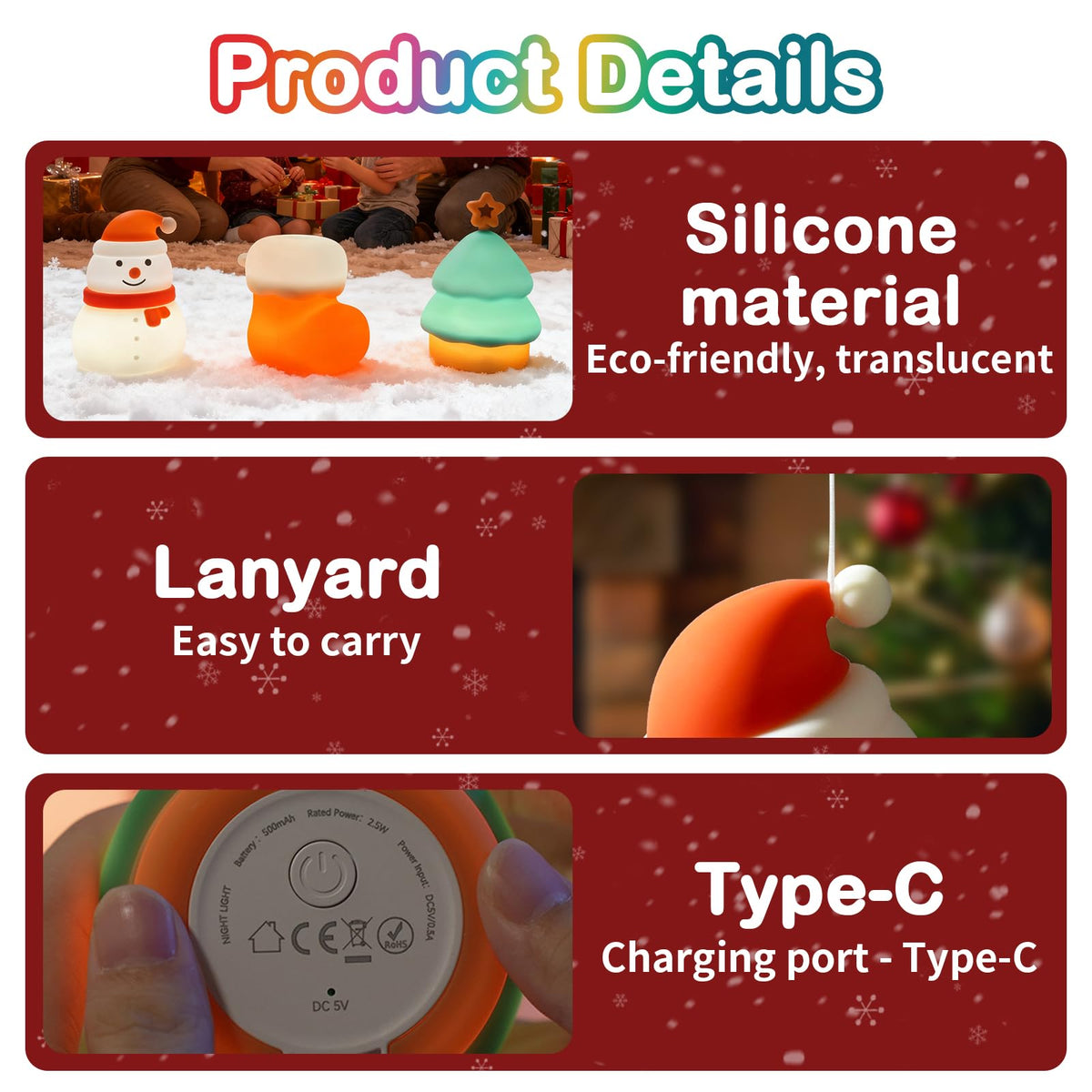 INHXSZU Night Light for Kids,Silicone Snowman Nightlight,Rechargeable Portable Bedside Touch Boot Lamp,Dimmable RGB Christmas Tree Lights for Breastfeeding,Room Decor,Baby Nursery,Gifts for Kids