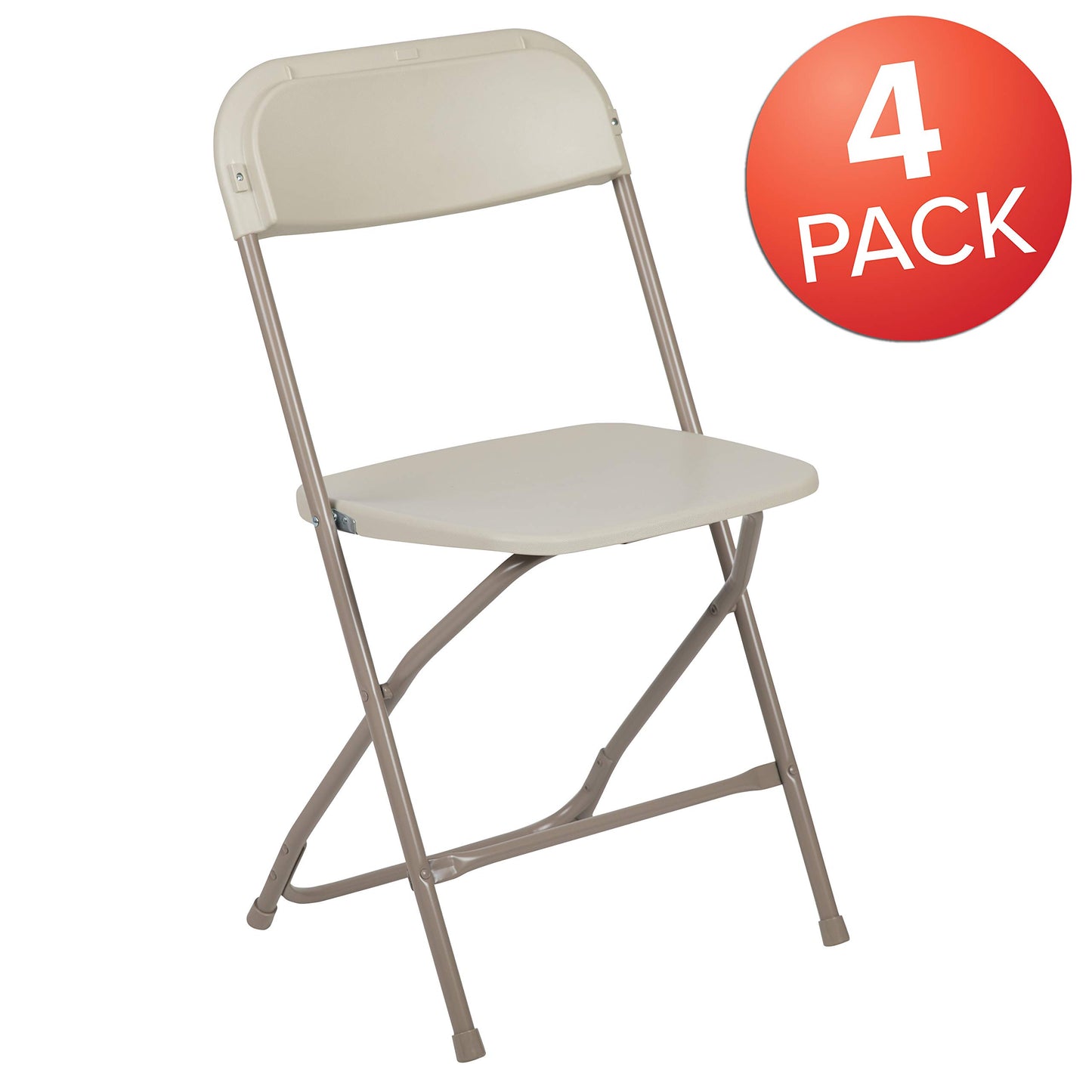 Flash Furniture Hercules Series Plastic Folding Chair - Beige - 4 Pack 650LB Weight Capacity Comfortable Event Chair-Lightweight Folding Chair