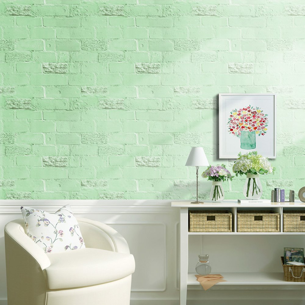 LovingWay English Quotes Drawer Liner 17.7x177 Inch Decor Classroom Wall Easy-to-Install PVC Corner Shelving Paper Green Bricks