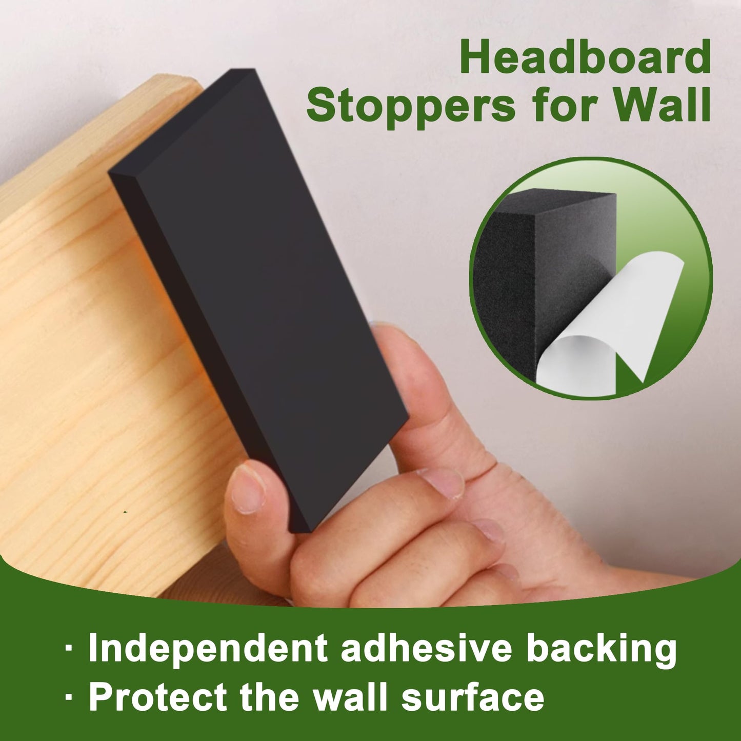 Krisler 32Pc Eva Foam Headboard Stoppers for Wall, 25mm Thicker Bed Stoppers for Headboard, 8Pcs (25mm) + 24Pcs (5mm), Furniture Wall Protectors,40 * 80 mm (Black)