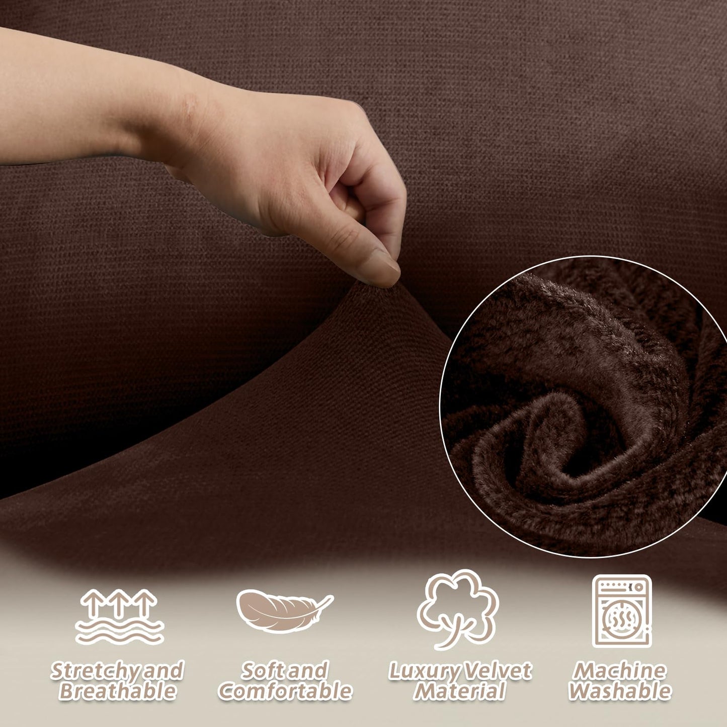 Arfntevss Sectional Recliner Couch Covers Velvet Washable Corner Sectional Sofa Cover for Reclining Stretch Soft Thick L Shape Recliner Slipcover Set (5 Seat with 1 Console Cover, Dark Brown)