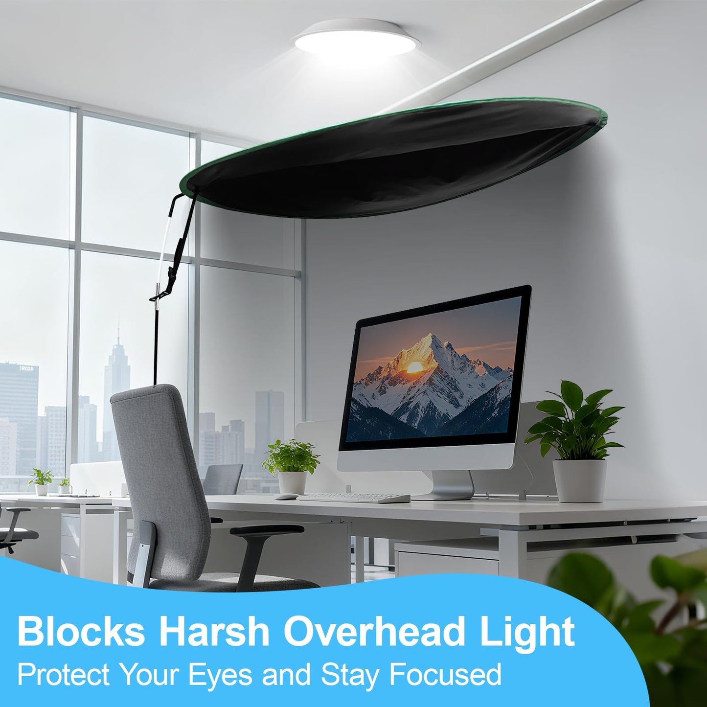CKAGF Green Adjustable Office Cubicle & Desk Shade – Oval Design for Wider Coverage, Blocks Light and Distractions, Creates a Private and Comfortable Workspace