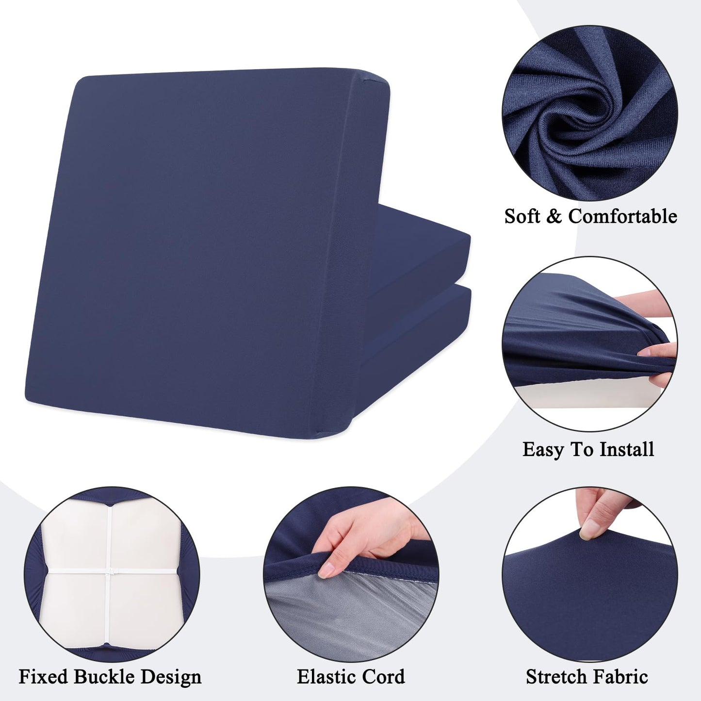HEBE Stretch Patio Cushion Covers Set 12pcs,Waterproof Outdoor Couch Covers Replacement,Washable Reusable Seat Cushion Slipcovers for Patio Furniture Protector,Chair Cushion Cover
