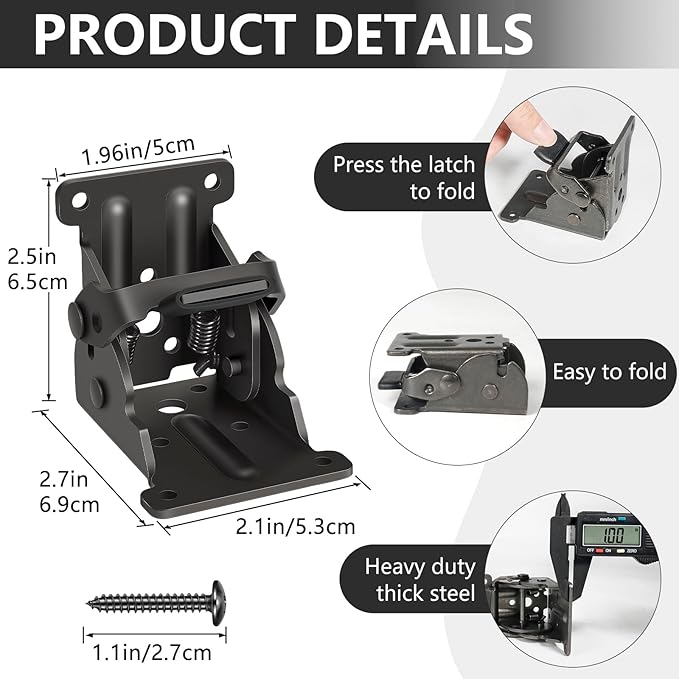 16 Pack Folding Brackets, Self-Lock Hinge