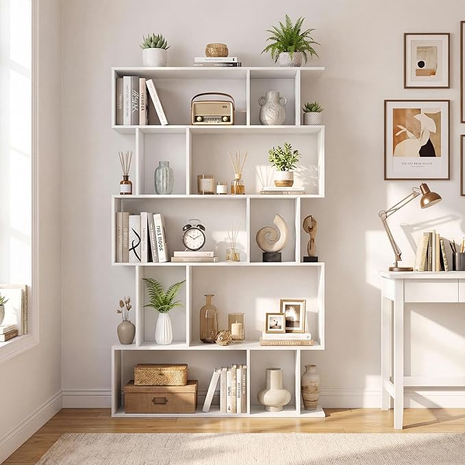 Giantex 5-Tier Bookshelves Set of 2, 10-Cube Geometric Bookcase