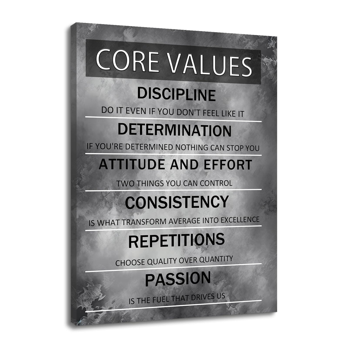 PJQART Core Values Inspirational Canvas Wall Art Motivational Poster Painting Artwork for Living Room Office Modern Home Decor Prints Pictures Wall Decor Framed Ready to Hang [18''W x 24''H]