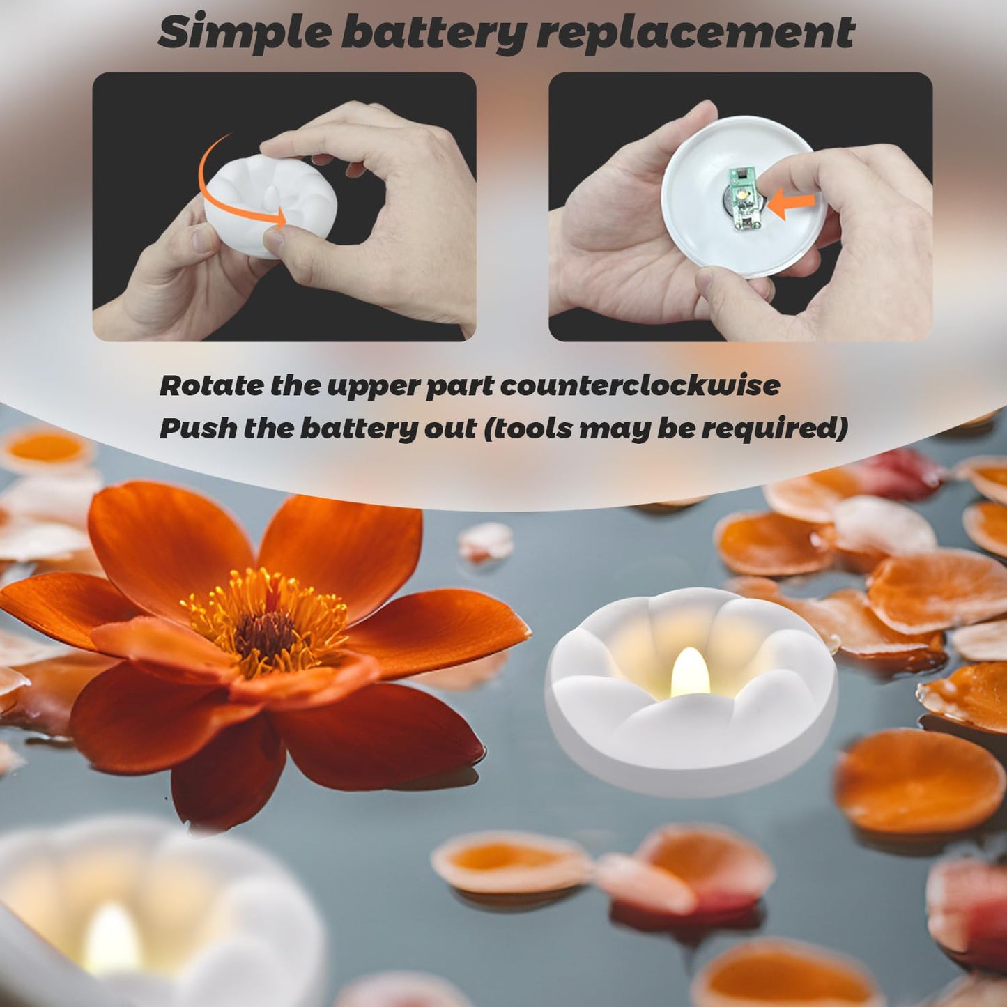 12PACK Flameless LED Floating Candles, 3'' Battery Operated Plastic Flickering Waterproof Tealights for Cylinder Vases, Centerpieces at Wedding, Party, Pool, Holiday (Warm White)