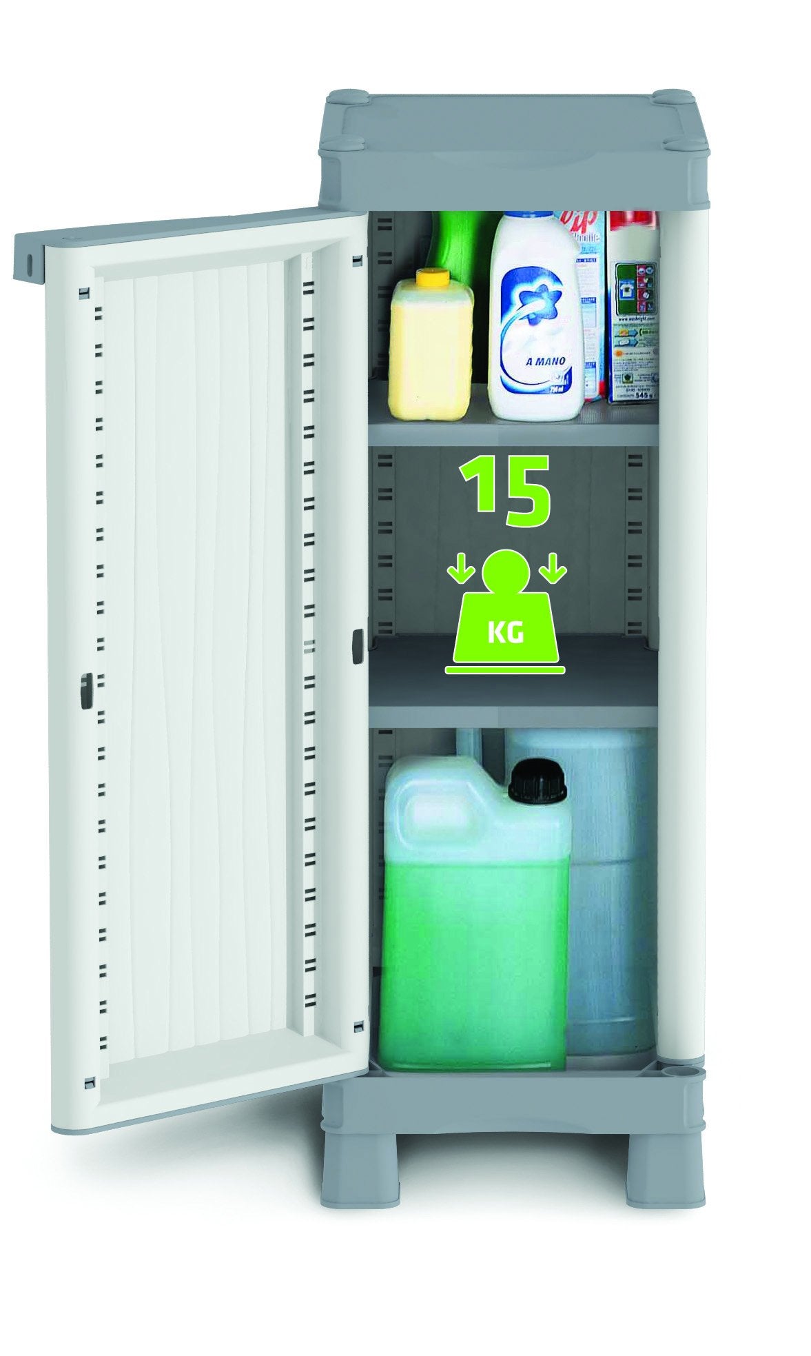 Terry, Base 350 UW, Cabinet 2 Internal Shelves. Color: Gray, Material: Plastic, Dimensions: 35x43.8x97.6 cm