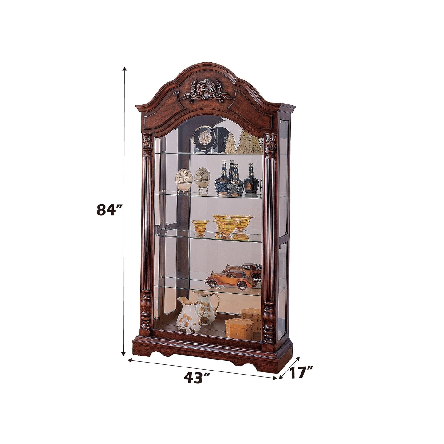 Acme Denton Curio Cabinet in Cherry