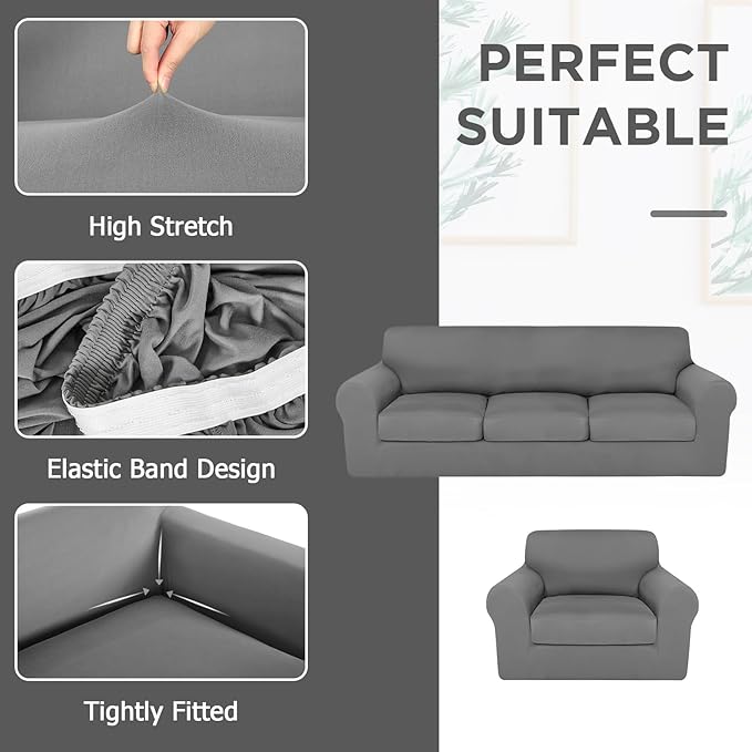 HunnmingRe Sofa Covers for 3 Cushion Couch Stretch Sofa and Loveseat Covers Set