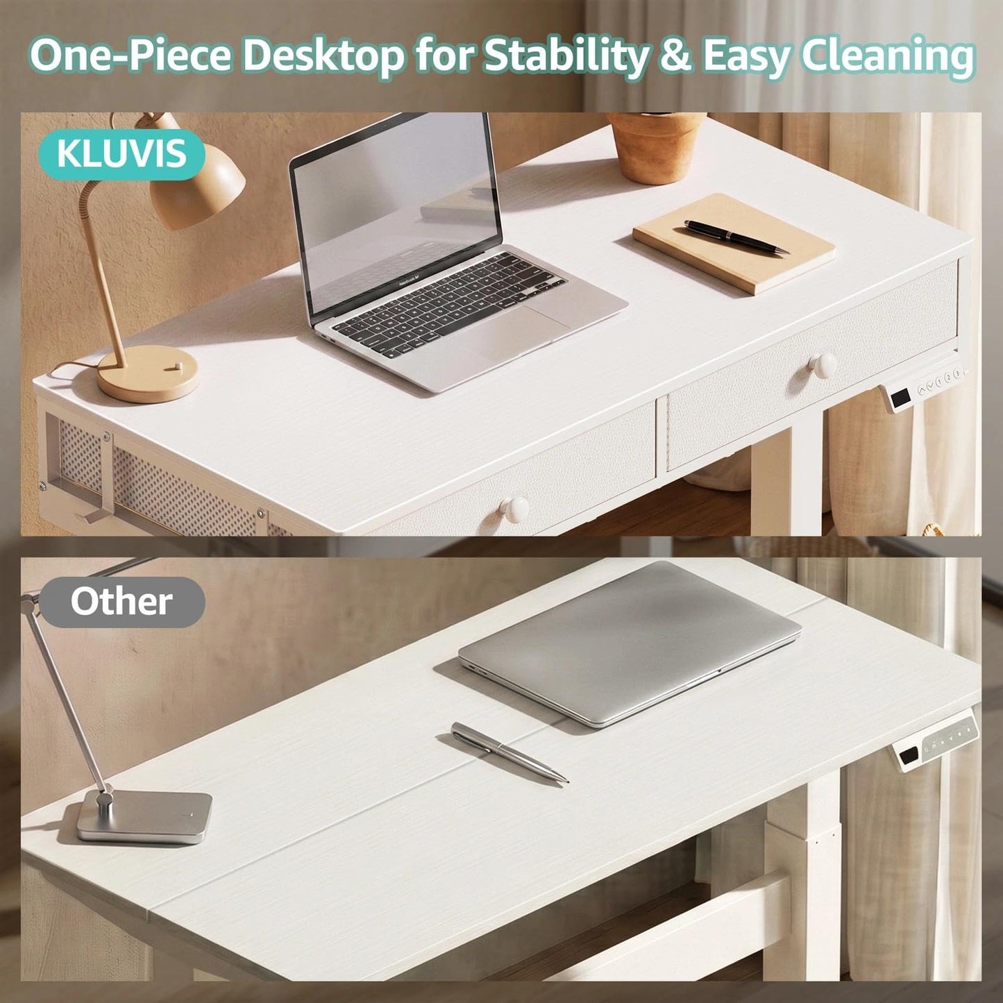 White Electric Standing Desk with Drawers, 32 Inch Small Adjustable Desk with Storage, Stand Up Computer Study Writing Desks for Small Space Home Office Bedroom, Sit Stand Work Desks for Walking Pad