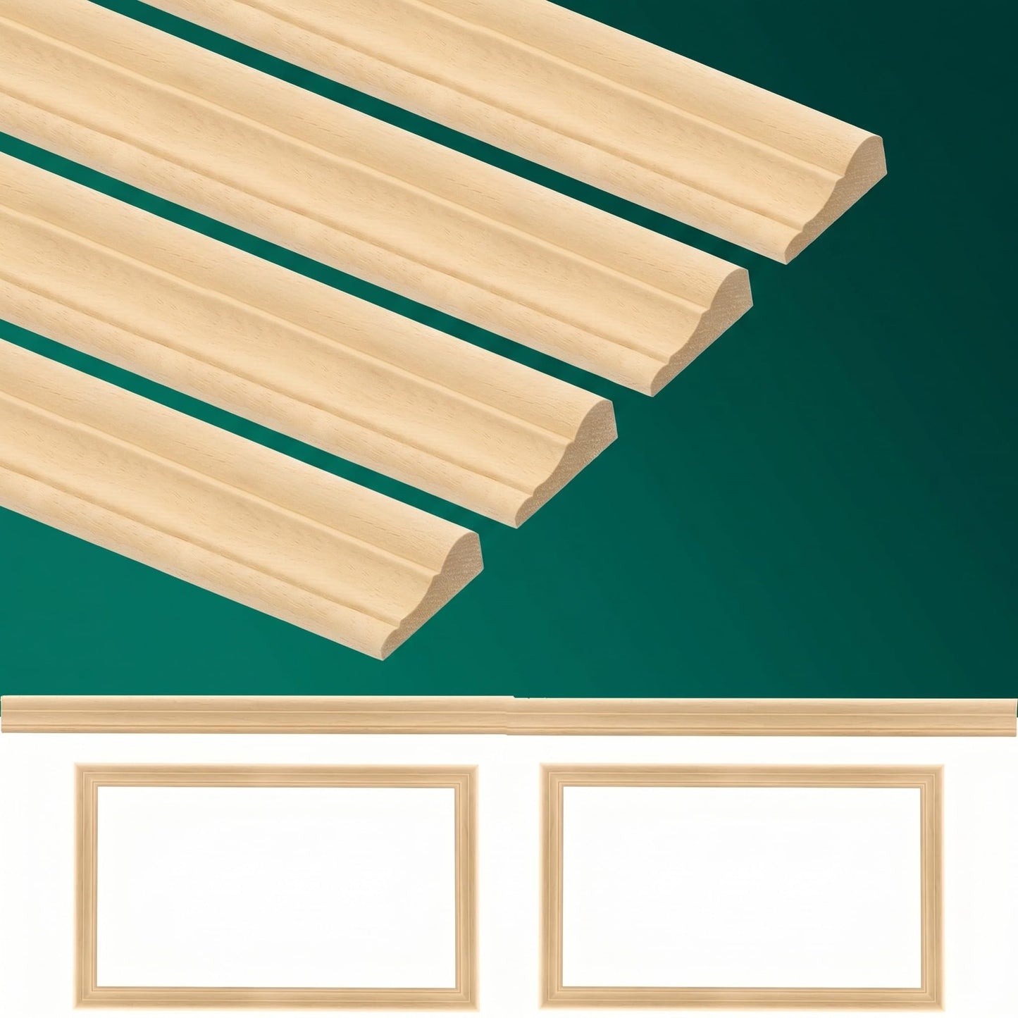 Cinnvoice 12 Pcs Wall Molding Trim, Split Wood Slats Mouldings Unfinished Fluted Wooden Panel Wood Trim Molding Decorative for DIY Door, Wall, Table, Cabinet(15.8" X 1.1")
