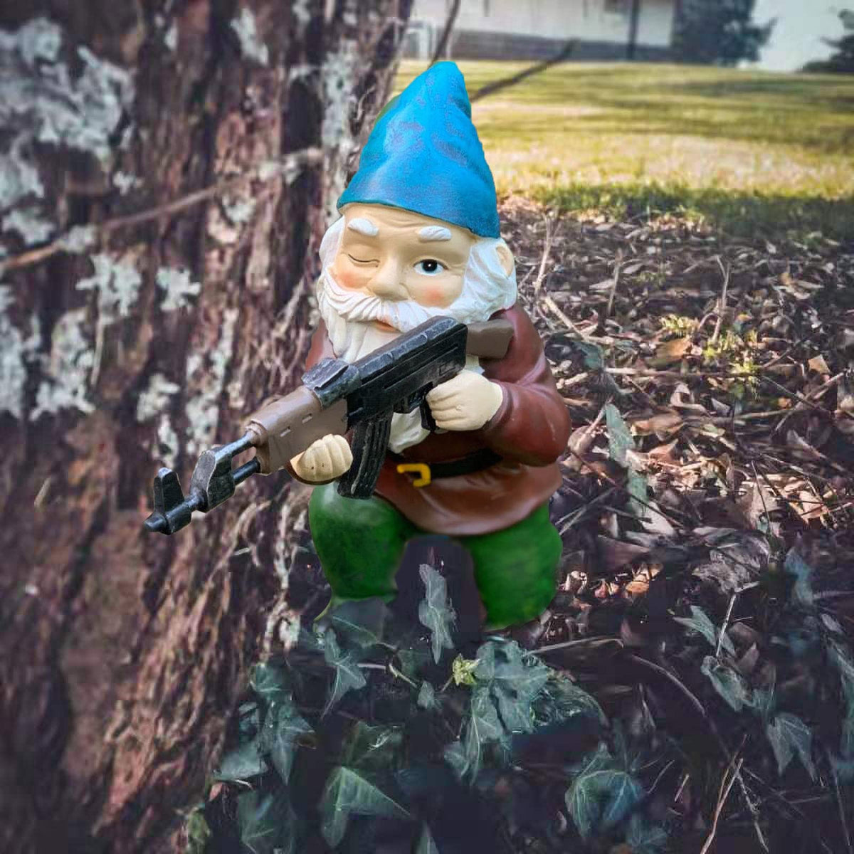Tirifer Garden Statue Gnome with Gun, Guard Gnome for Garden Military Army Statue Tactical Soldier for Indoor Outdoor, Patio, Yard, Lawn, Christmas Ornaments, Home Décor