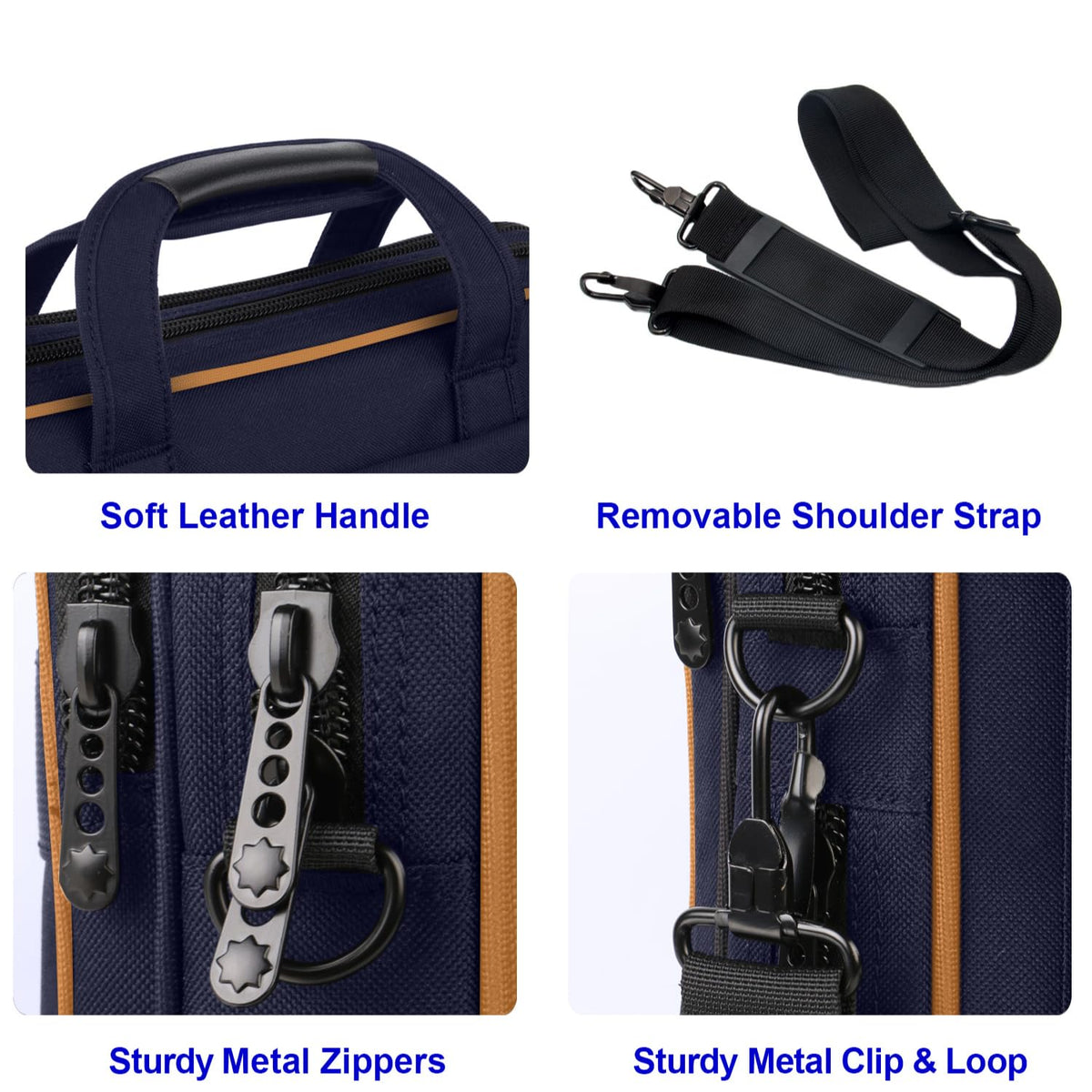 Taygeer Briefcases for Men, Water Resistant Laptop Bag 15.6 Inch for Business, Travel Office Crossbody Carry On Laptop Carrying Case, Messenger Shoulder Bag Fit 15.6 Inch Notebook/Computer, Blue Brown