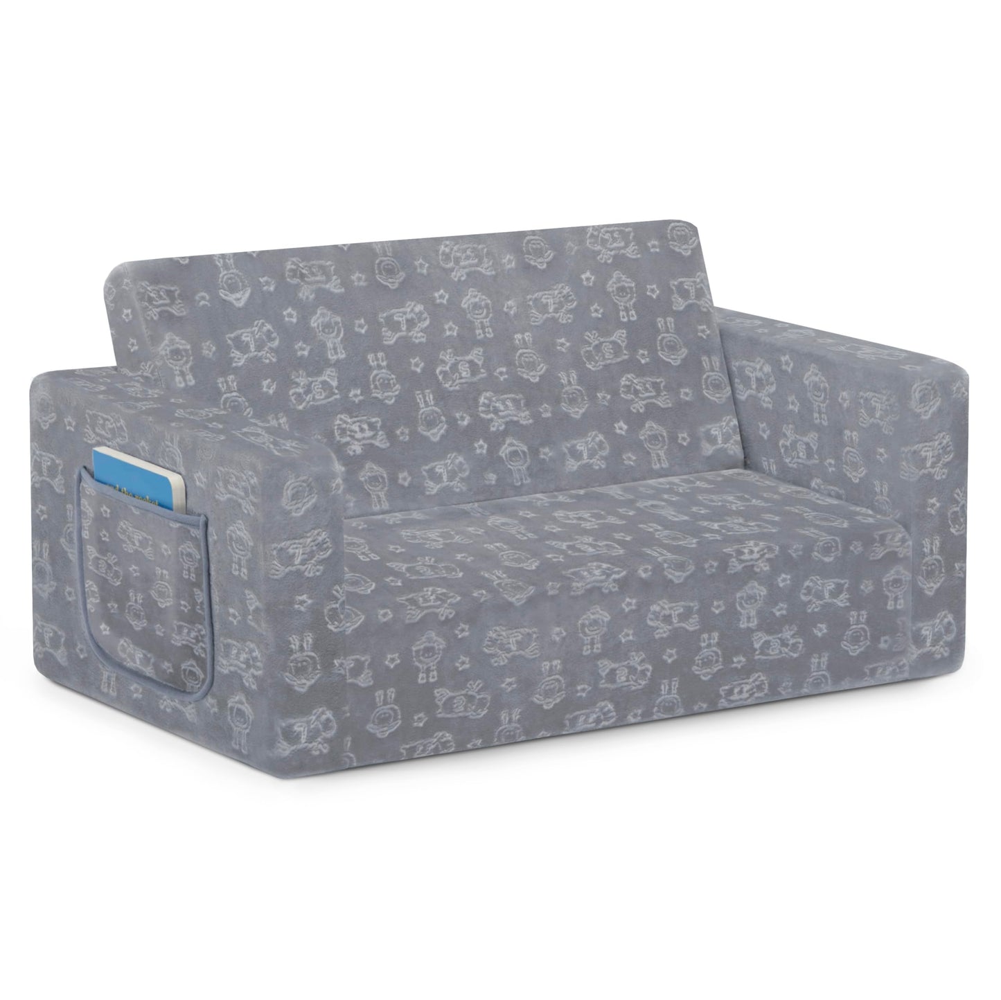 Delta Children - Serta Perfect Sleeper Kids 2-Seater Sofa, Convertible 2-in-1 Flip Open Toddler Couch Sleeper, Foam Chair for Playroom & Bedroom, Bed Lounger, Comfy Play Sleeping Lounge Chair, Grey