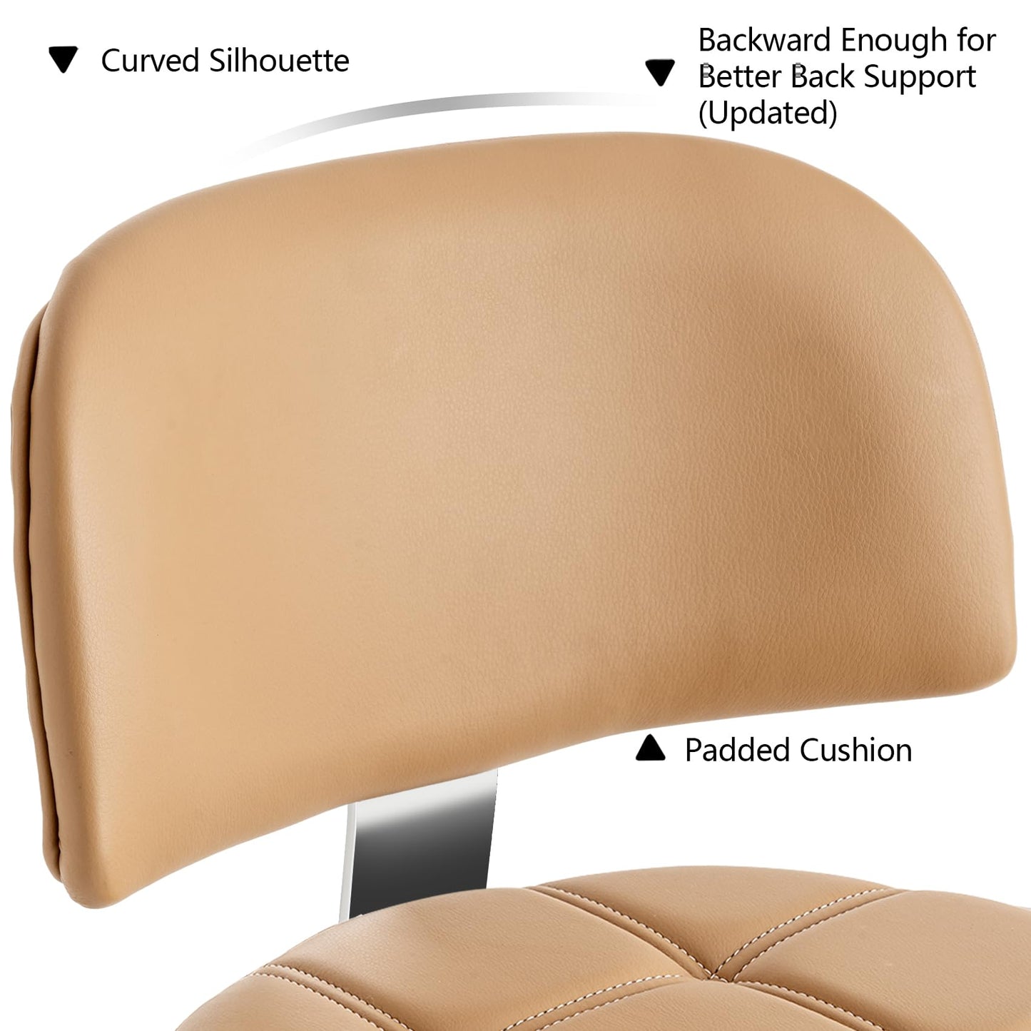 CoVibrant Lockable Stool with Back and Foot Rest Ergonomic Rolling Hydraulic Adjustable Stool for Doctor Esthetician Artist Home Small Office Desk (Camel, 19.5''-24.5'')