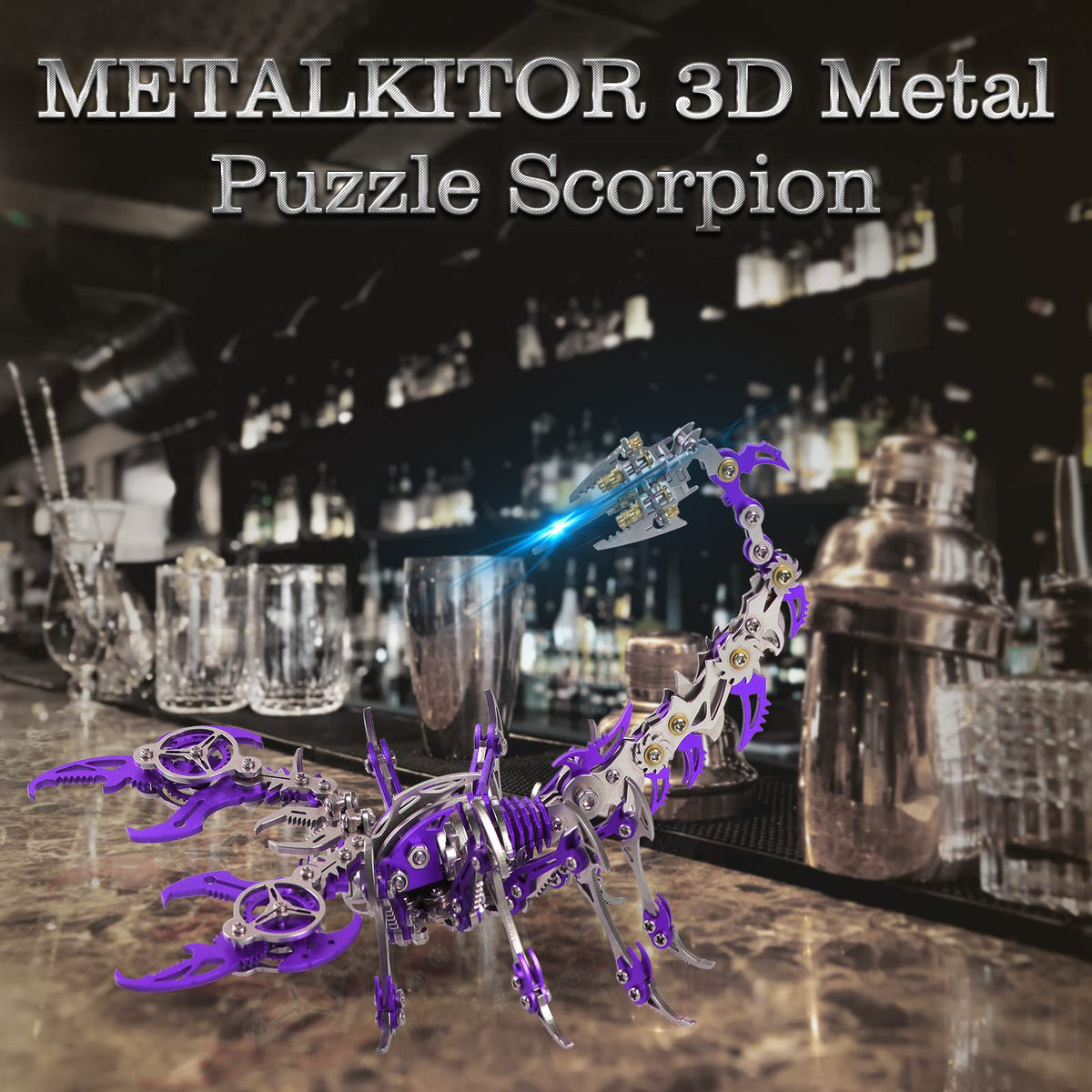 Metalkitor Scorpion 3D Metal Puzzles Kits for Adults Teens – 454 Pcs – Mechanical Assembly Models – 4 Hours to Build – Ideal for Gifts and Decorations (Purple)