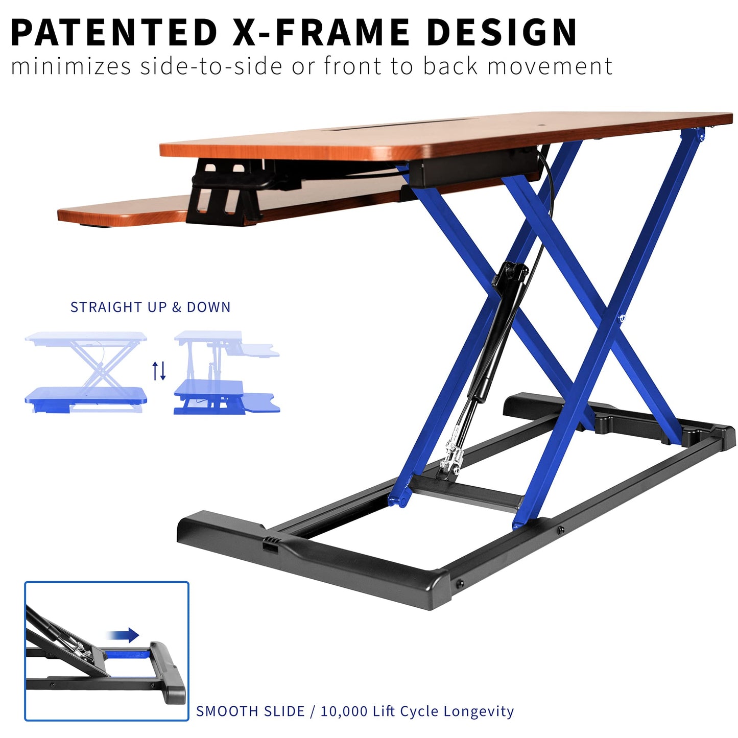VIVO 32 inch Desk Converter, K Series, Height Adjustable Sit to Stand Riser, Dual Monitor and Laptop Workstation with Wide Keyboard Tray, Vintage Brown Top, Black Frame, DESK-V000KN