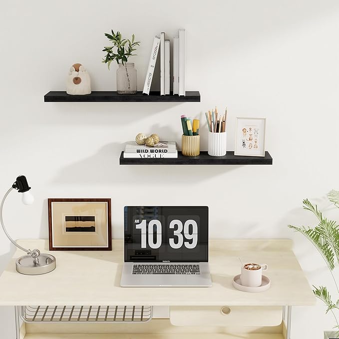 Fun Memories Floating Shelves for Wall, 27.5" Rustic Wood Deep Wall Mounted