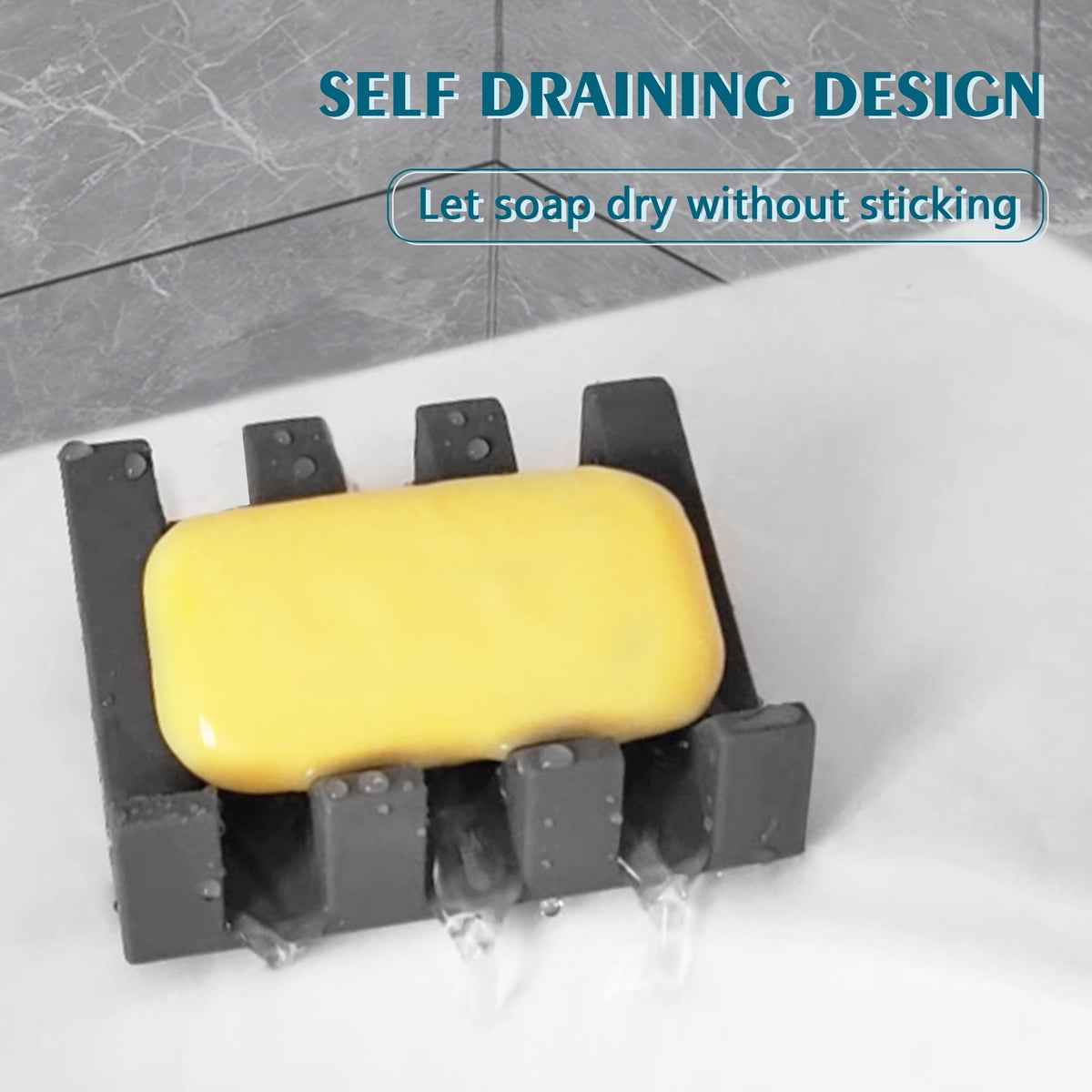 Coipdfty Self Draining Soap Dish Holder,Silicone Soap Dish,for Bathroom,Kitchen, Sponges，Can Extend Soap Life，Keep Soap Bars Dry and Easy Cleaning (Grey,1-Pack)