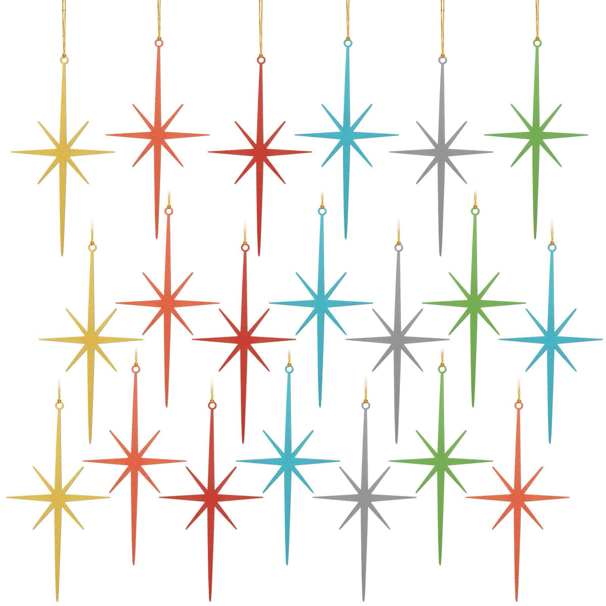 MorningRo 20 Pcs Retro Mid Century Star Ornament for Christmas Tree 3.15inch Cast Iron Starburst 8 Point Nativity Star of Bethlehem Ornament Hanging Pendants Gift Decor for Xmas Holiday Party