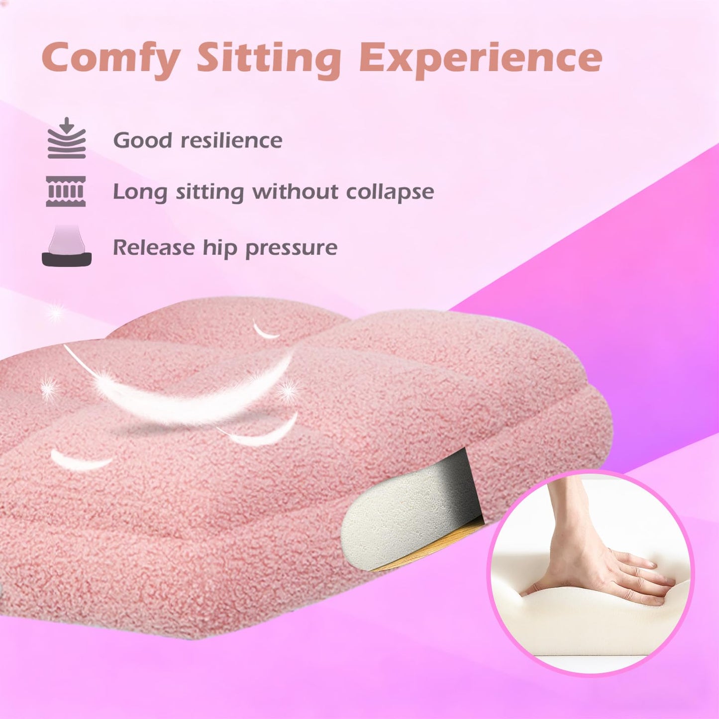 RunRunFlower Office Chair with Wheels, Ergonomic Computer Desk Chair with Flip-up Armrest, Adjustable Rolling Swivel Chair Teddy Fleece – Dusty Pink