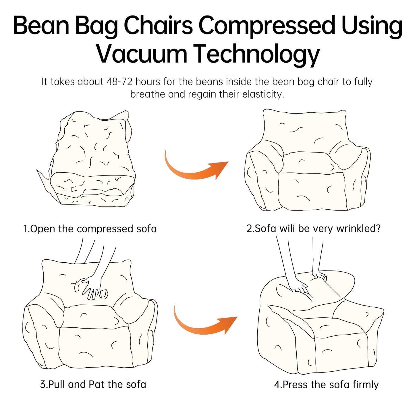 Cvortll Bean Bag Chair with Ottoman, Armrest Bean Bag Chairs with Filler, Ultra Soft Fluffy Faux Fur Bean Bag Chair with Foot Rest, Plush Lazy Sofa with Foot Stool for Living Room, Dorm