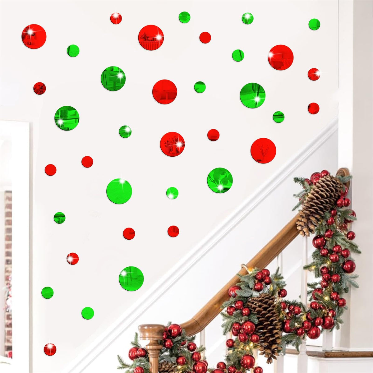 Polka Dots Wall Decals - Christmas Wall Stickers Dots & Circle Wall Stickers - Red & Green