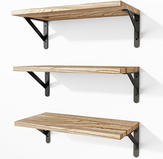 Fixwal Floating Shelves for Wall, Wood Wall Mounted Shelves for Bedroom