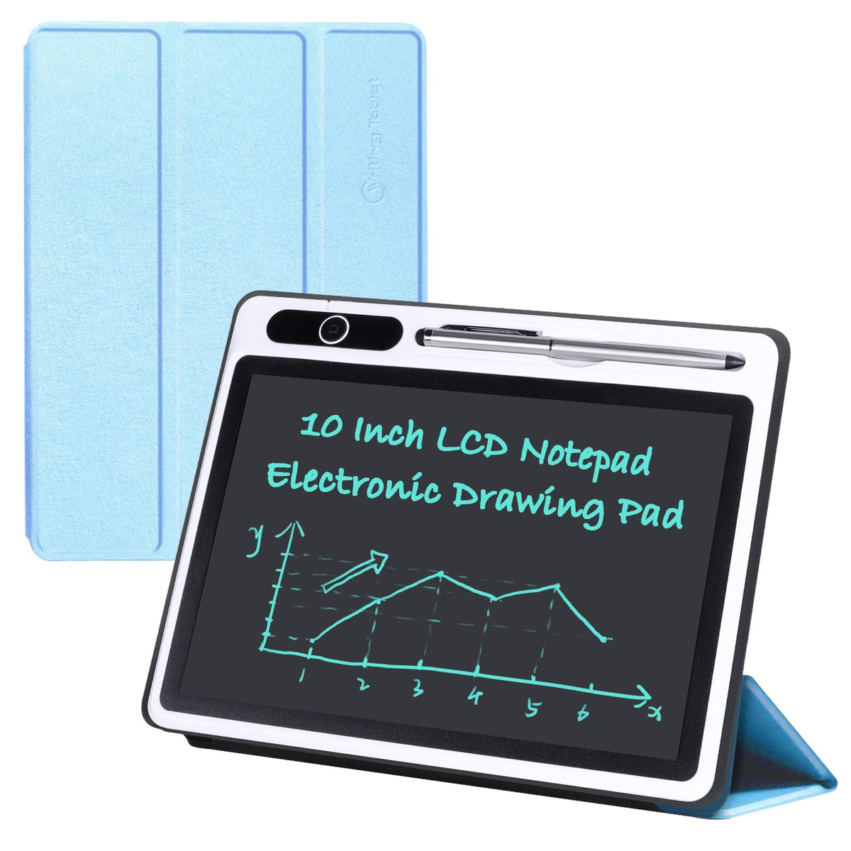 10 Inch LCD Writing Tablet with PU Protective Cover Electronic Writing Notebook Erasable Drawing Pad for Taking Notes Drafting Leaving Message (Blue)