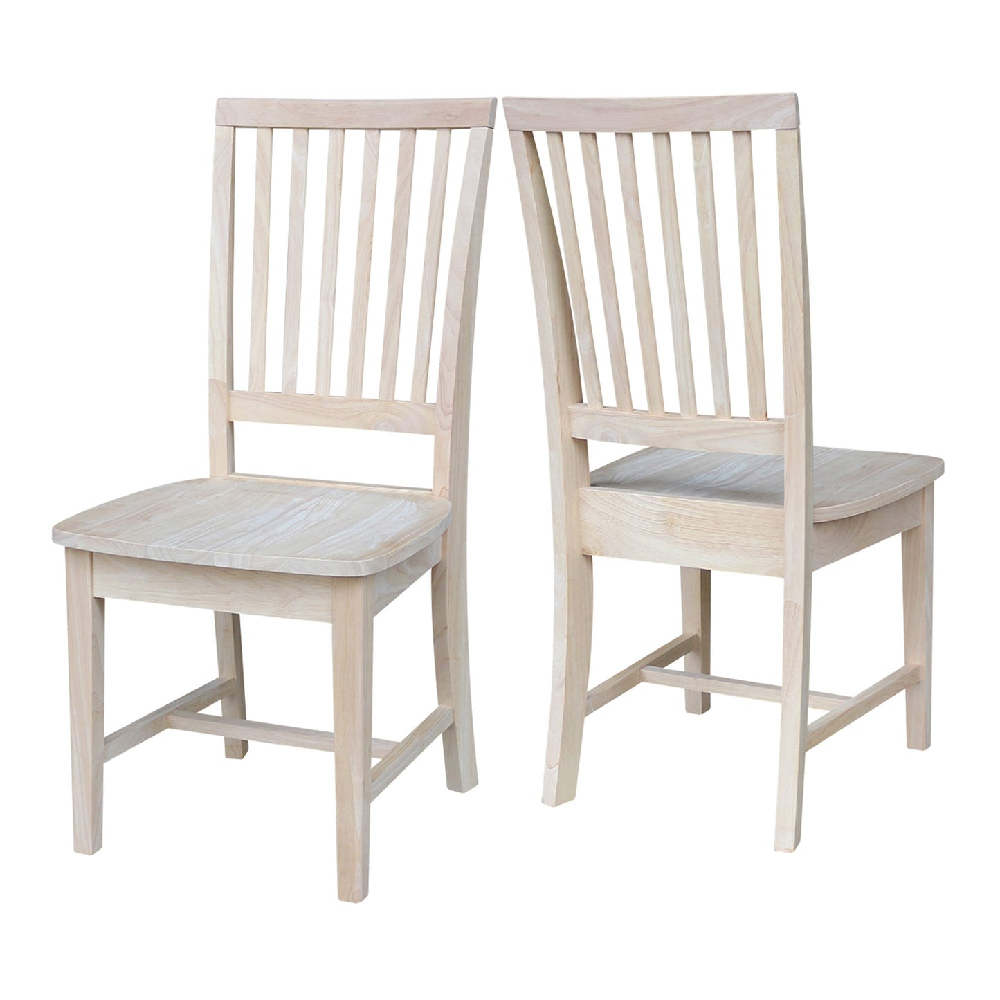 International Concepts Mission Side Chairs, Armless, Solid Parawood, Unfinished (Set of 2)