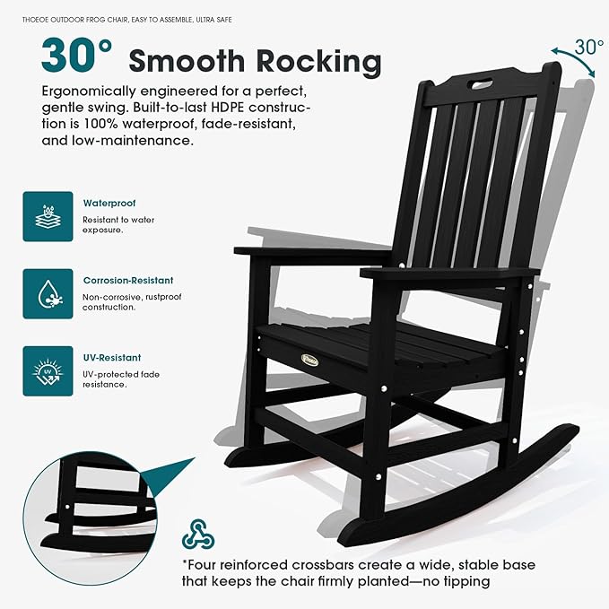 THOEOE Oversized Rocking Chair Set of 2, Outdoor Rocking Chair