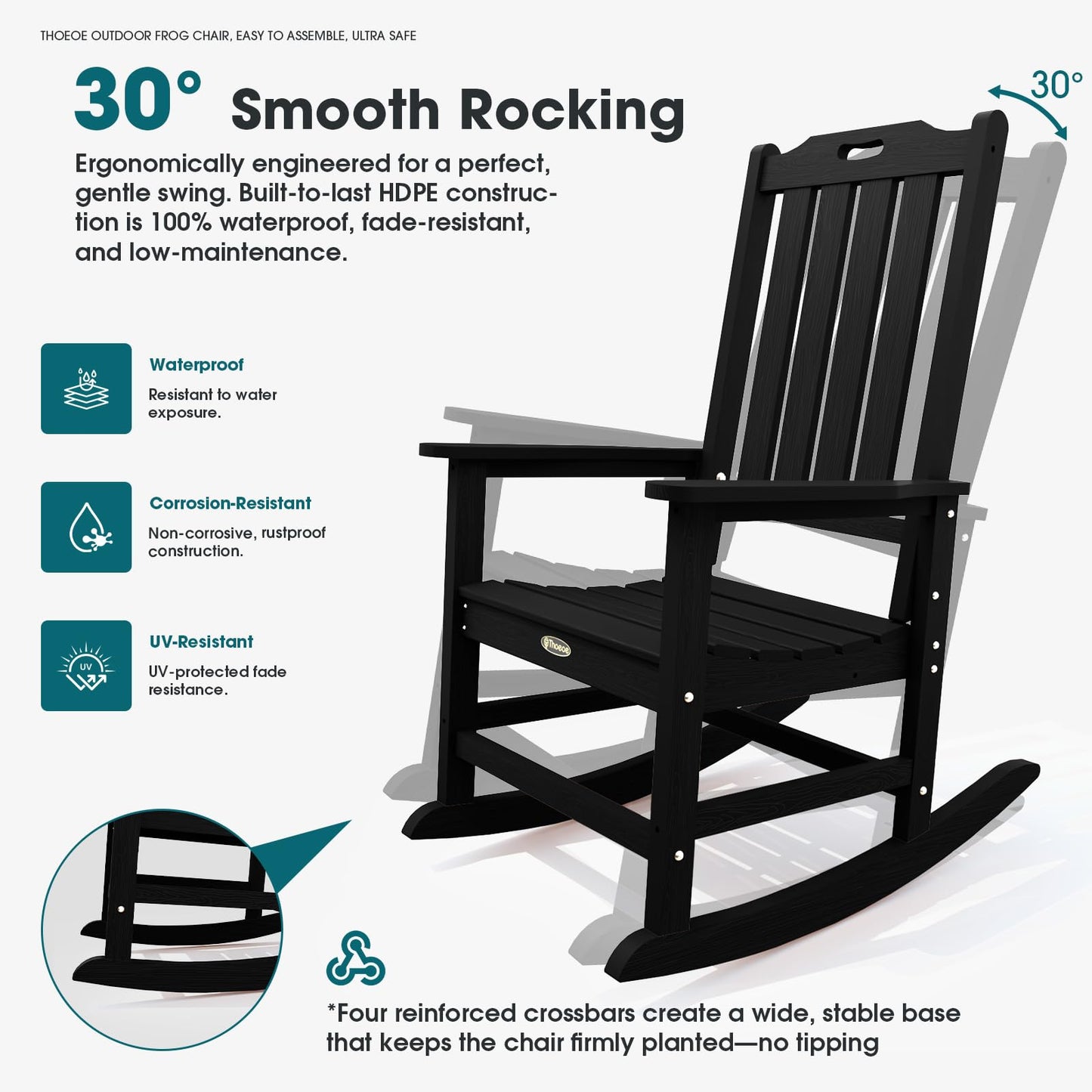 THOEOE Outdoor Rocking Chairs, Oversized Patio Rocking Chair