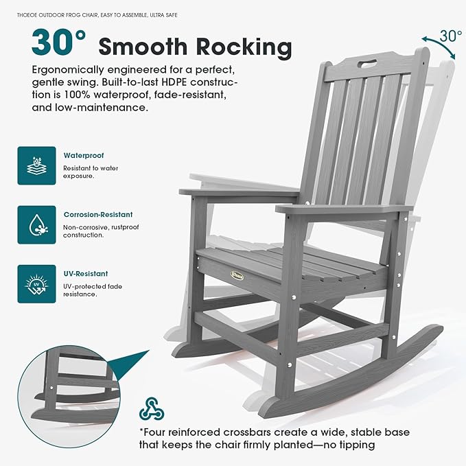 THOEOE Oversized Rocking Chair Set of 2, Outdoor Rocking Chair