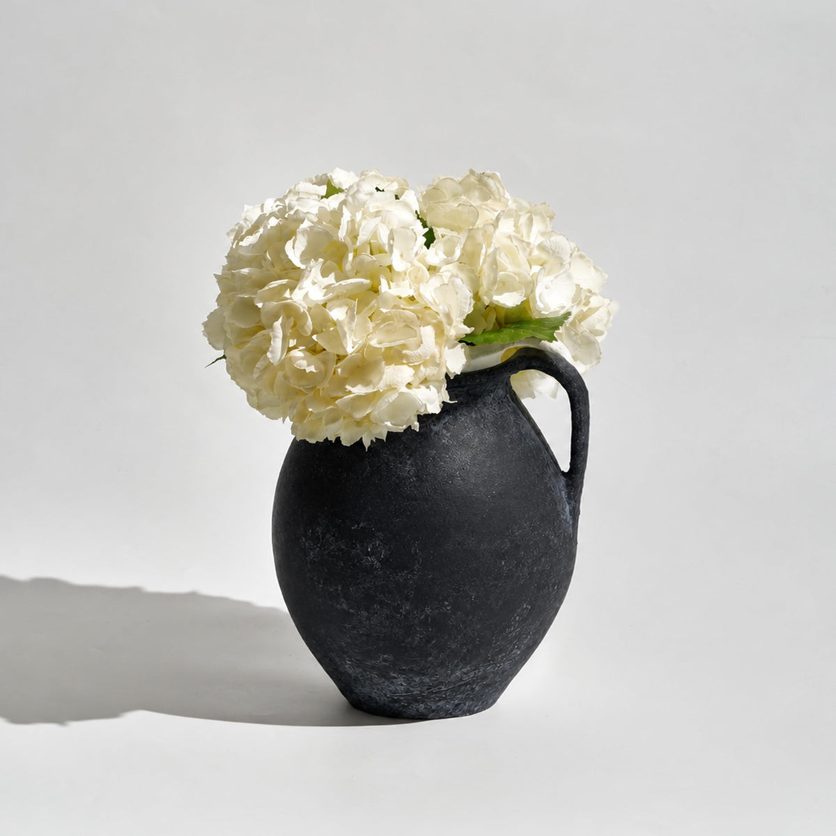 LB2 Black Ceramic Large Vase, 11.2" Tall Zen Style Vase, Terra Cotta Pitcher, Distressed Farmhouse Decor, Pottery Decorative Flower for Home Decor (D - Black 11.2")