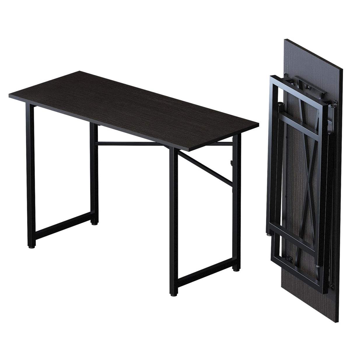 Lutown-Teen Folding Computer Desk 47 inch Writing Gaming Computer Camping Table, No Assembly Required Home Office Desk, Black