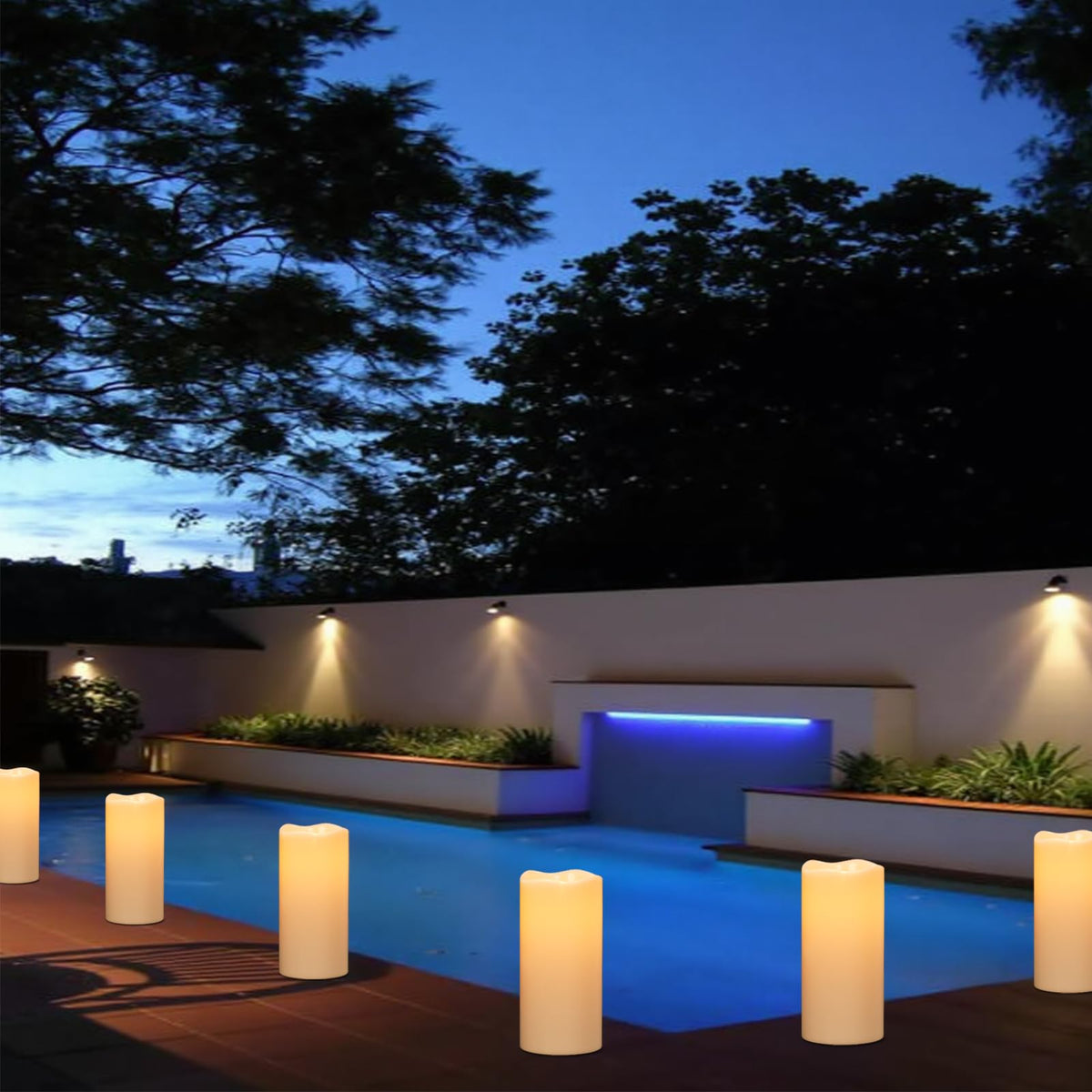 Wondise Solar Powered Candles IP65 Outdoor Waterproof Rechargeable LED Candles Battery Operated Dusk to Dawn Plastic for Camping Patio Porch Lanterns(2 Pack, 4" D x 8" H)