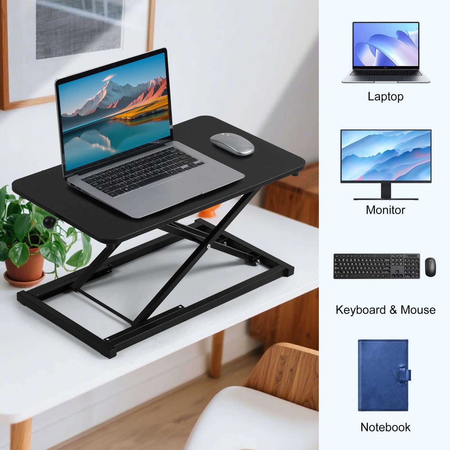 Raathionty Height Adjustable Standing Desk Converter, Computer Keyboard Stand for Desktop, Keyboard Riser for Stand Up Desk Riser, Ergonomic Sit Stand Workstations for Home Office