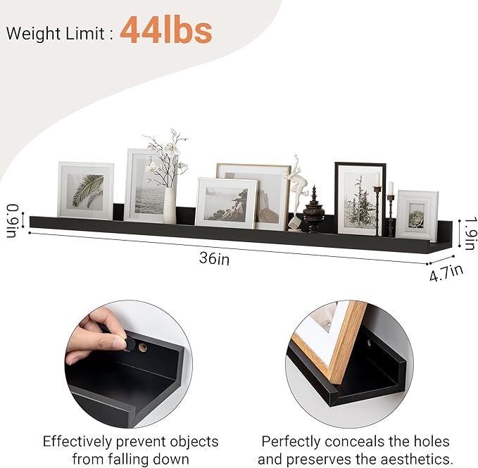 Floating Shelves for Wall, 36 inch Wood Floating Shelves Set of 2, Picture