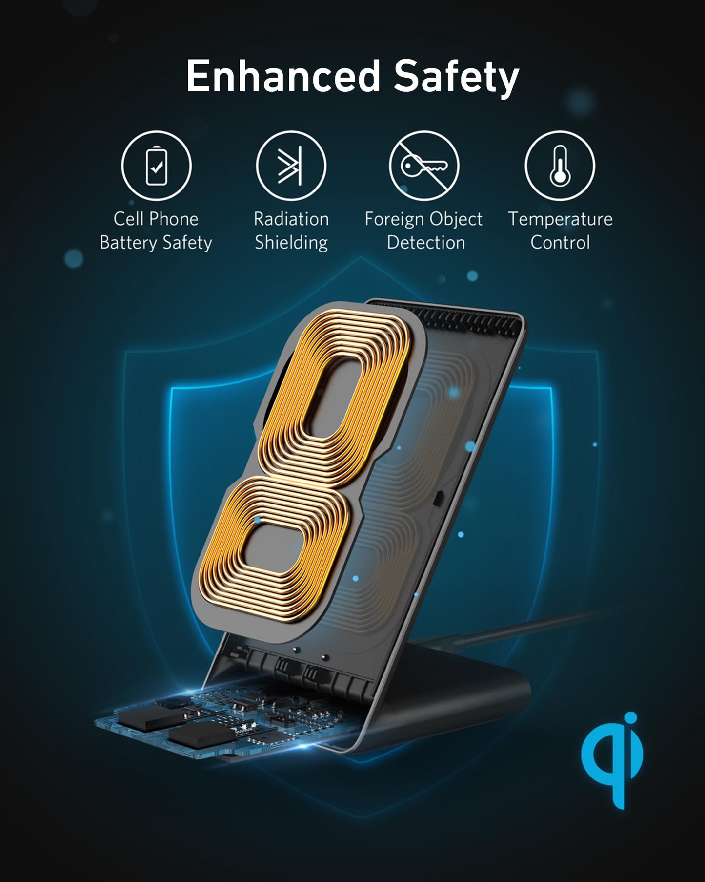 Anker 313 Wireless Charger (Stand), Qi-Certified for iPhone 15/14 / 13/12 / 11 / X / 8, 10W Max for Galaxy S23 / S22 / S21, Micro-USB (9V / 2A Adapter Required, Not Included)